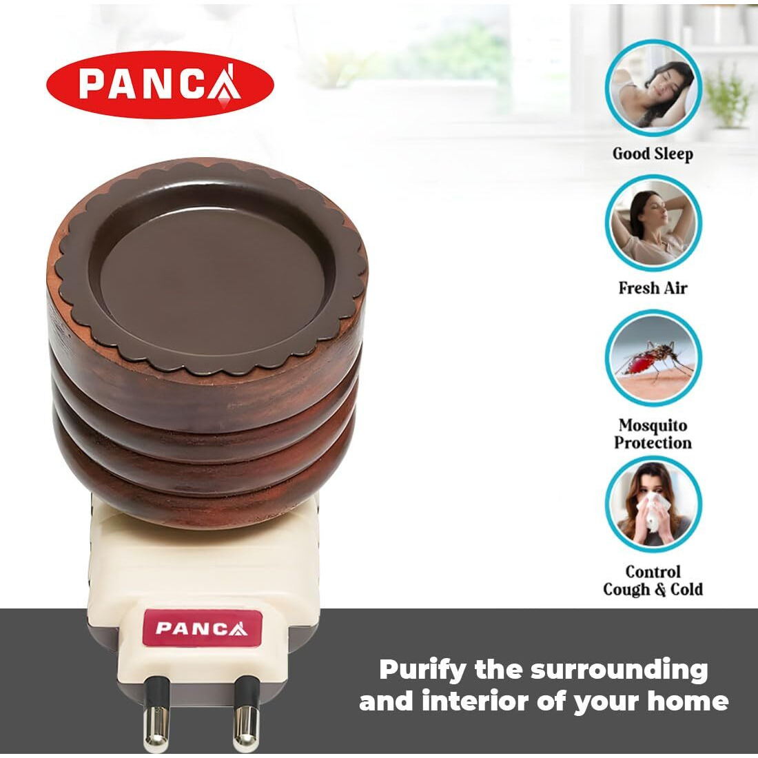 PANCA Shesham Wooden Kapoor Dani, Premium Camphor Diffuser for home Bakhoor Burner Kapoor Diffuser, Electric Kapoor Dani for Puja, Aroma Diffuser,Night Lamp Machine (Brown)