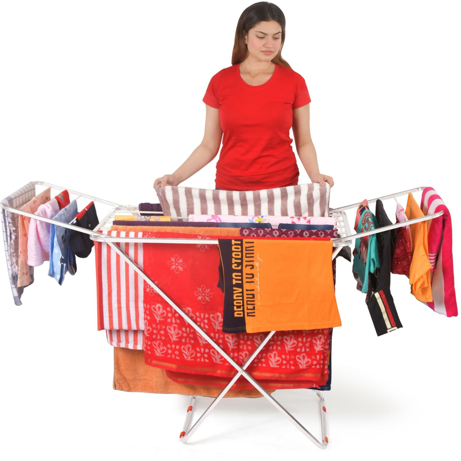 LiMETRO STEEL Stainless Steel Clothes Drying Stand Foldable cloth Racks for drying clothes (Pipe)