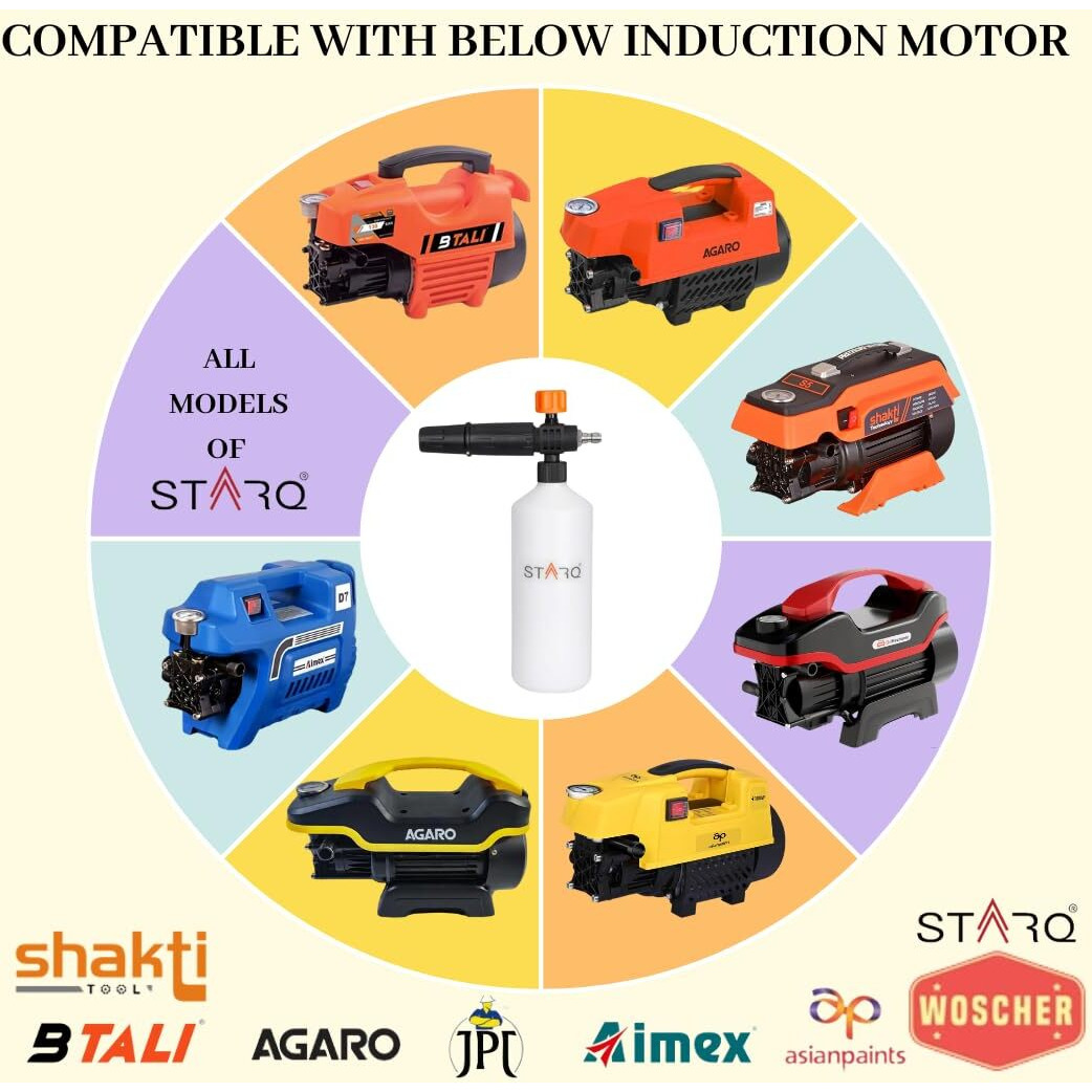 STARQ 1 Ltr Professional Snow Foam Lance/Canon with 1/4 Quick Connector Foam Blaster for Pressure Washer