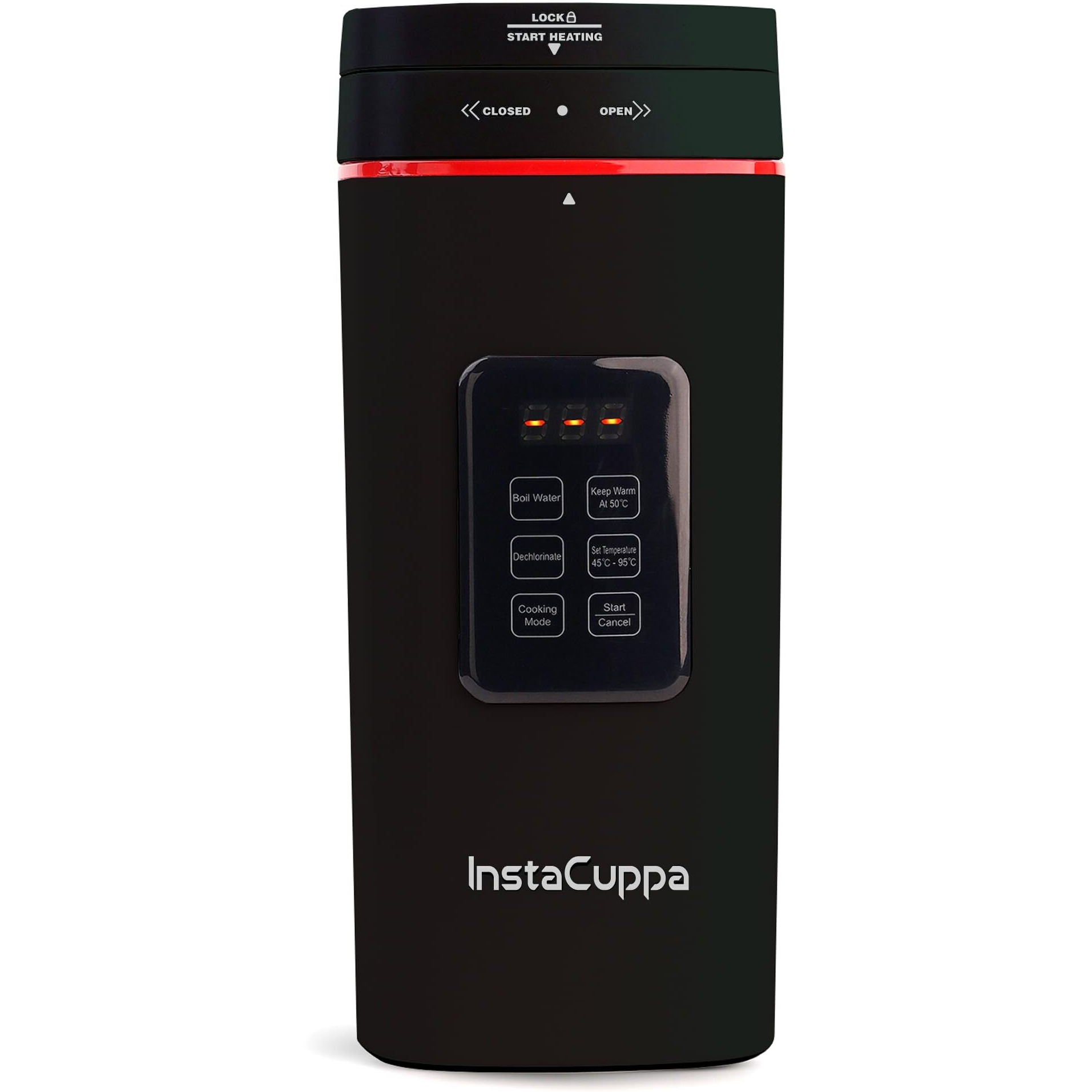 InstaCuppa Portable Electric Kettle With Temperature Control, Travel Electric Water Bottle For Boiling Hot Water with Cool Touch Exterior, Automatic Shut Off, 500 ML, 300 Watts,Black