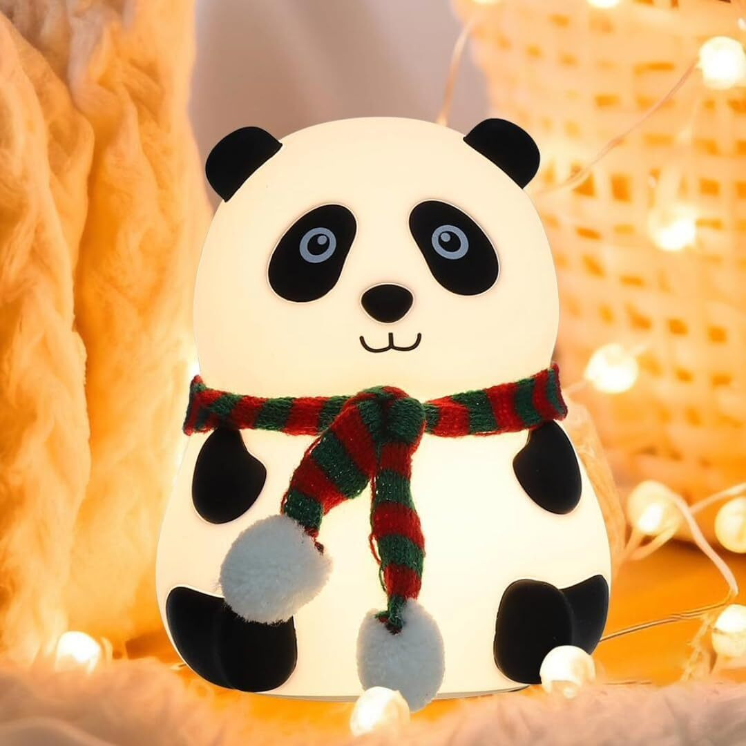 One94Store Panda Night Light for Kids- Rechargeable Silicone LED Lamp, 7-Color Changing, Perfect Room Decor & Gift for Toddler, Children, Teens- Cute ValentineS Day Present (Close Eye), Sandal