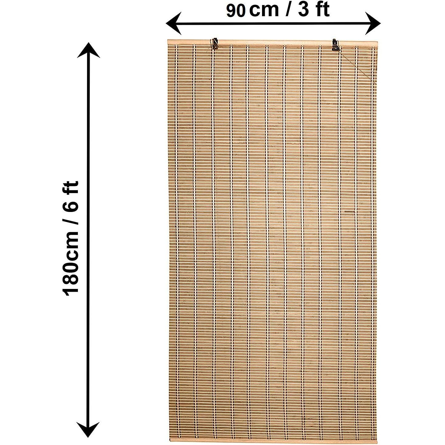 ABOUT SPACE Bamboo Curtain - Roll up Bamboo Curtain/Blinds with Sun,Dust,Privacy & Cold Protection for Window,Door,Hut Screen,Dhaba,Restaurant,Hotel-(Beige,6 Ft Height x 3 Ft Width)(Pack of 2)