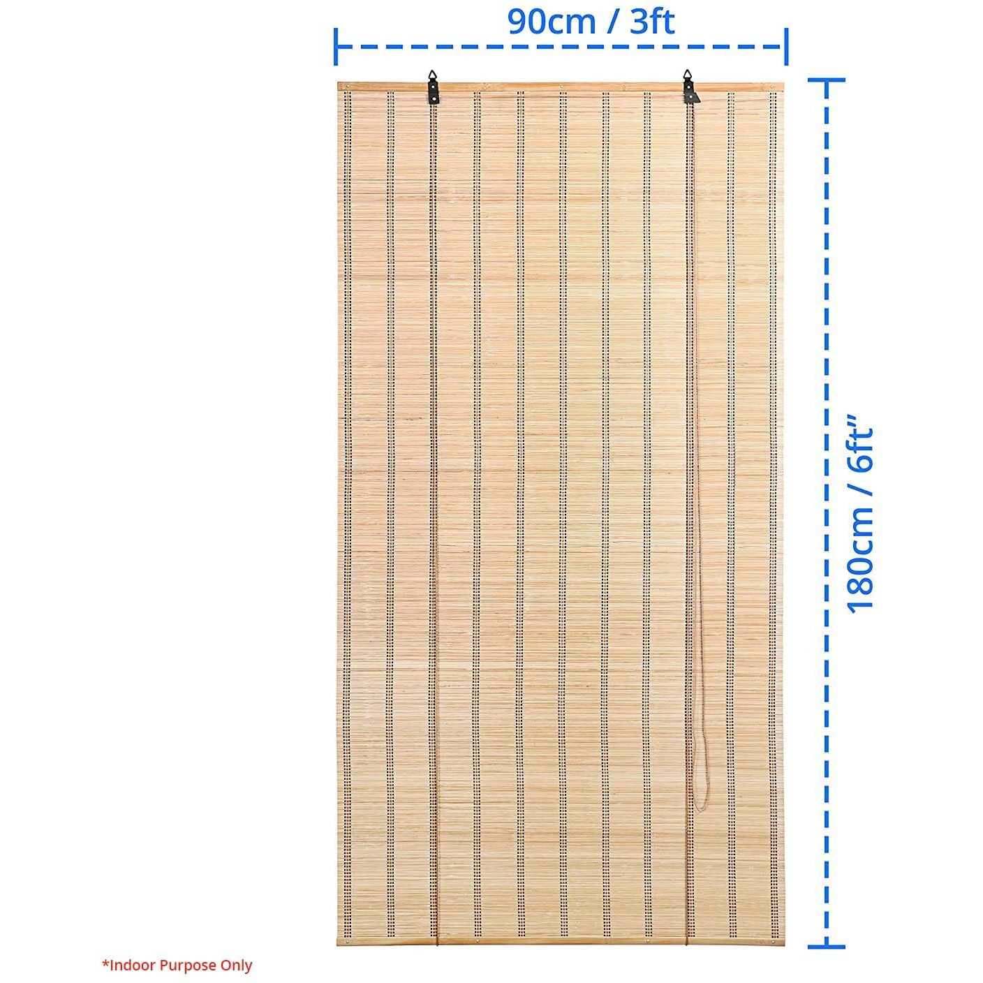 ABOUT SPACE 2 Pcs Bamboo Curtains - Rope Mechanism Roll Up Down Bamboo Shade for Sunlight, Dust Protection Window Chick Blinds for Balcony, Restaurant, Dhaba, Hotel, Resort(Beige,W 3 ft x H 6 ft)