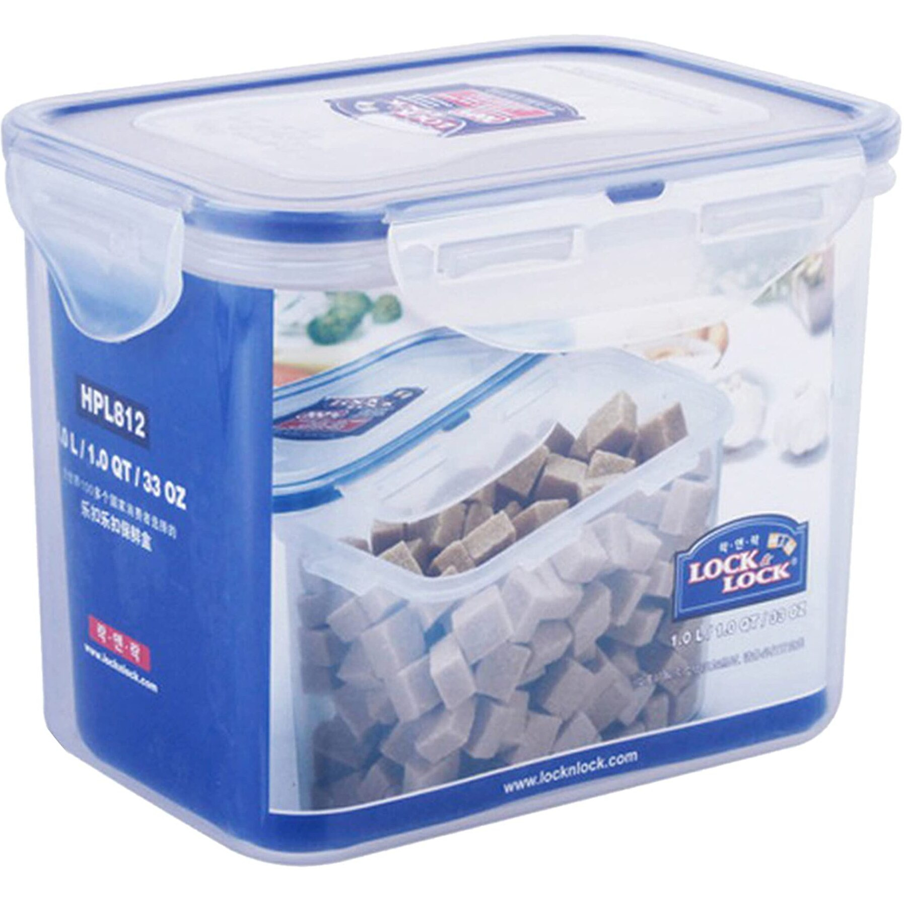 Lock & Lock Classics Tall Rectangular Plastic Airtight Food Storage Containers with Lid, 1 Liter, Set of 3, Leak-Proof Plastic Container For Kitchen, Fruits,Vegetables Containers for Fridge Organizer
