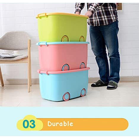 PARASNATH Rolling Storage Container Box (PinkBlue Colour)- 25 Litre Super Large With Wheels Size (50X33X26 cm) Launch Offer Actual Price 1499, Polypropylene, Plastic, Rectangular