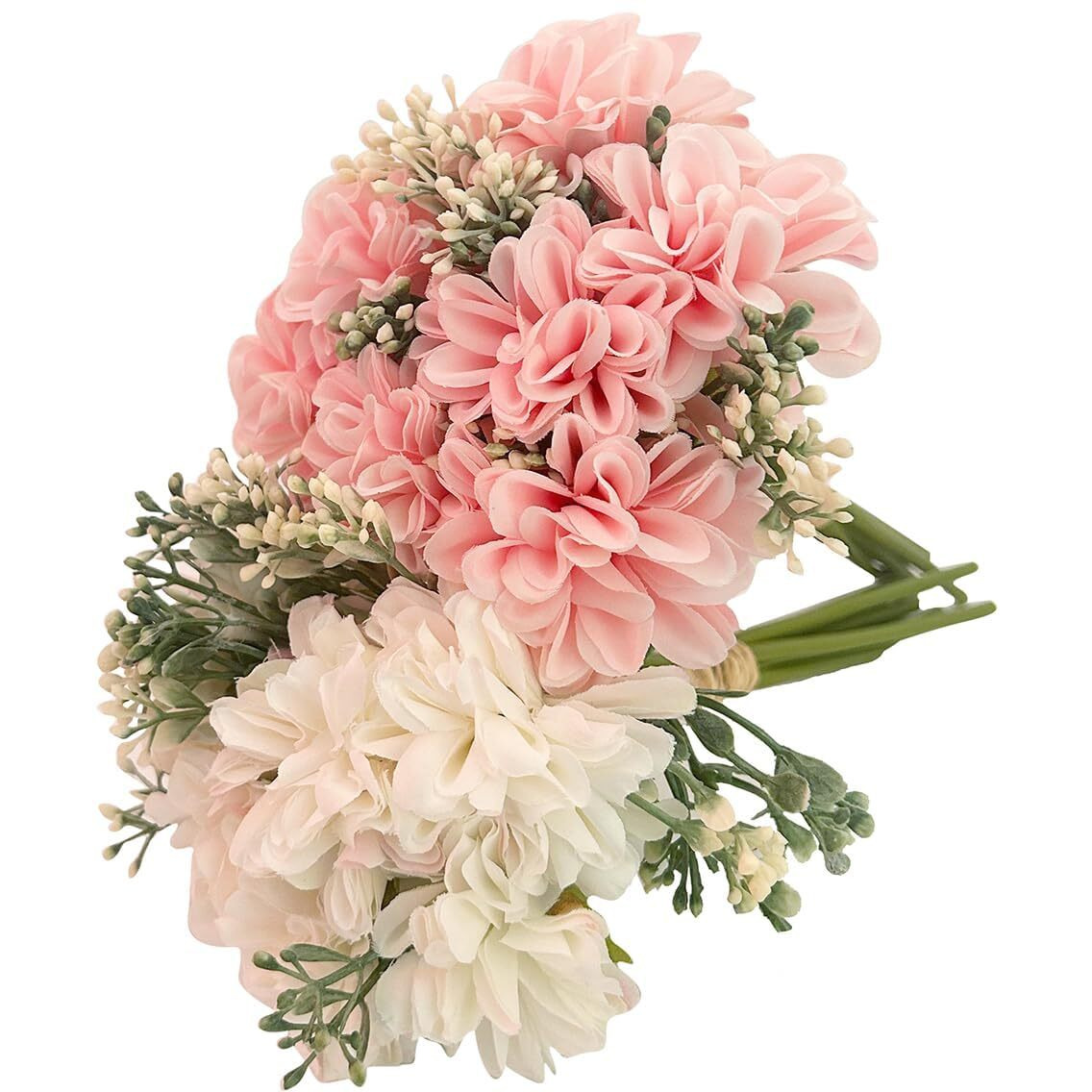 TIED RIBBONS Pack of 2 Artificial Hydrangea Dahlia Flowers Bunch for Home Decor Vase Pot Living Room Bedroom Office Table Decoration Items (Pot not Included) (Multi, 24.1 cm)