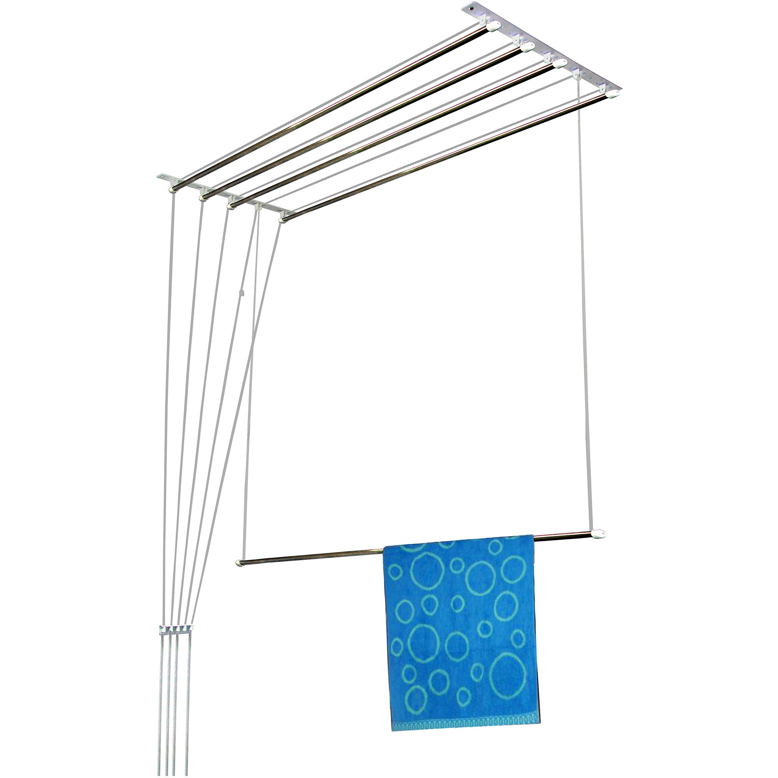 Rainbow Drywell Luxury 5 Pipes 6 Feet Stainless Steel Roof/Ceiling Pulley Operated Individual drop down Drying Rack/Cloth Dryer/Clothes Hanger for Balcony/Passage/Bathroom