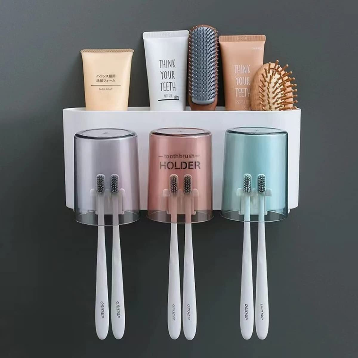 Srxes Toothbrush Holder Wall Mounted, Tooth Brushes Holder, Toothbrush Holders for Bathroom, Brush Holder for Bathroom Wall Mounted (3 Cup, White)