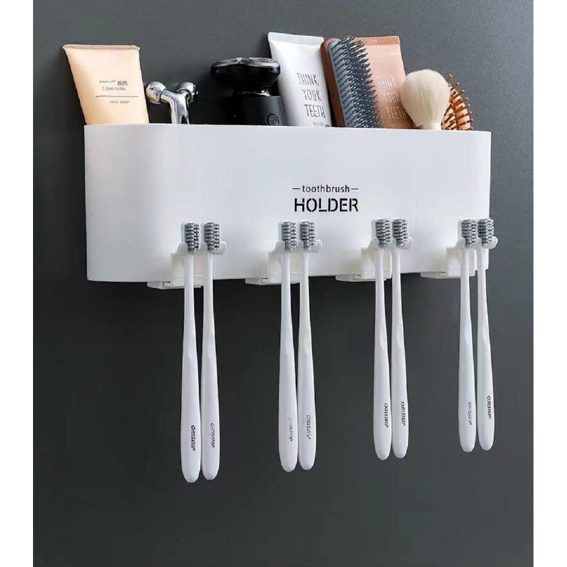 Srxes Toothbrush Holder Wall Mounted, Tooth Brushes Holder, Toothbrush Holders for Bathroom, Brush Holder for Bathroom Wall Mounted (3 Cup, White)