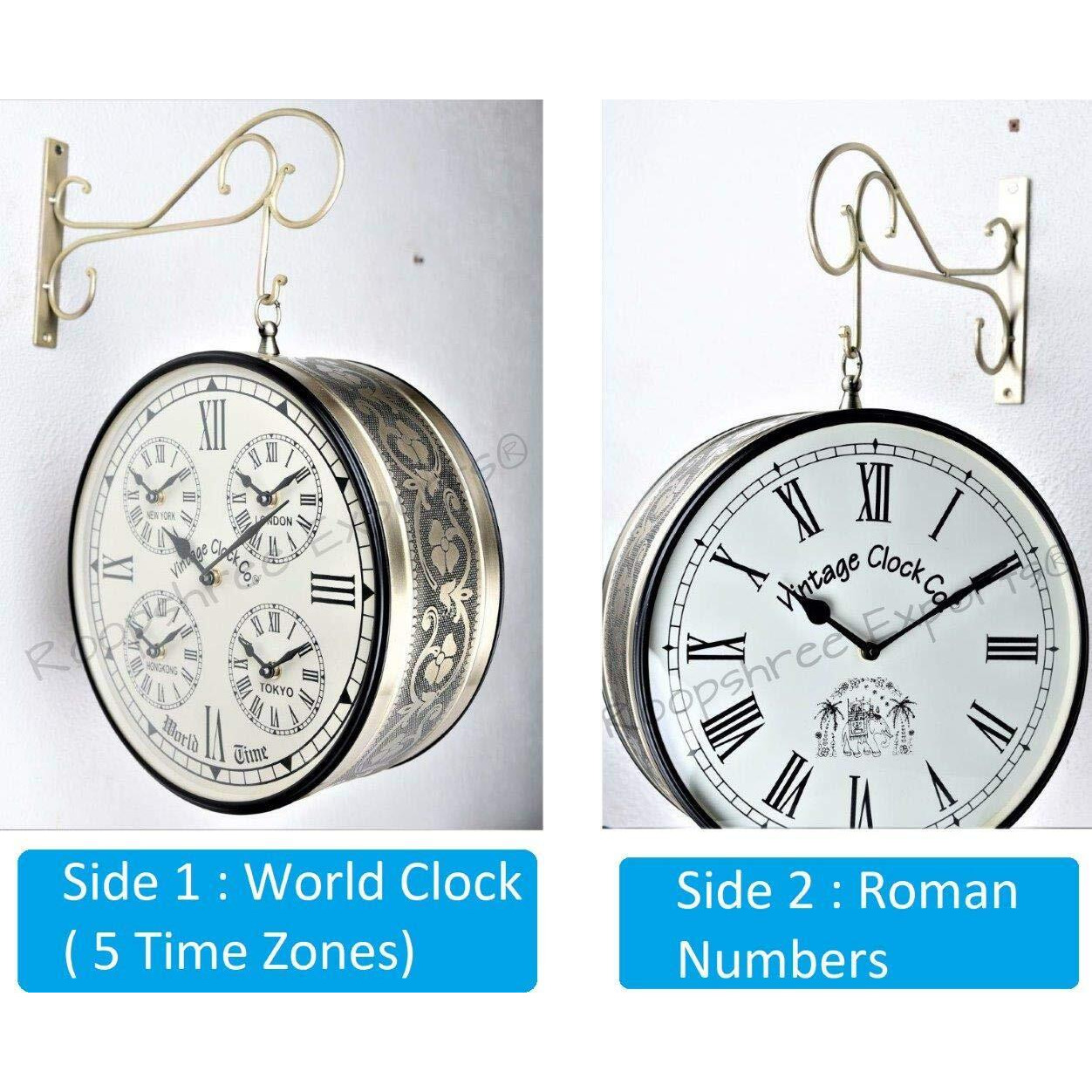 Vintage Clock Handcrafted Double Side Clock / 12 Inch/World Clock/VC-65090