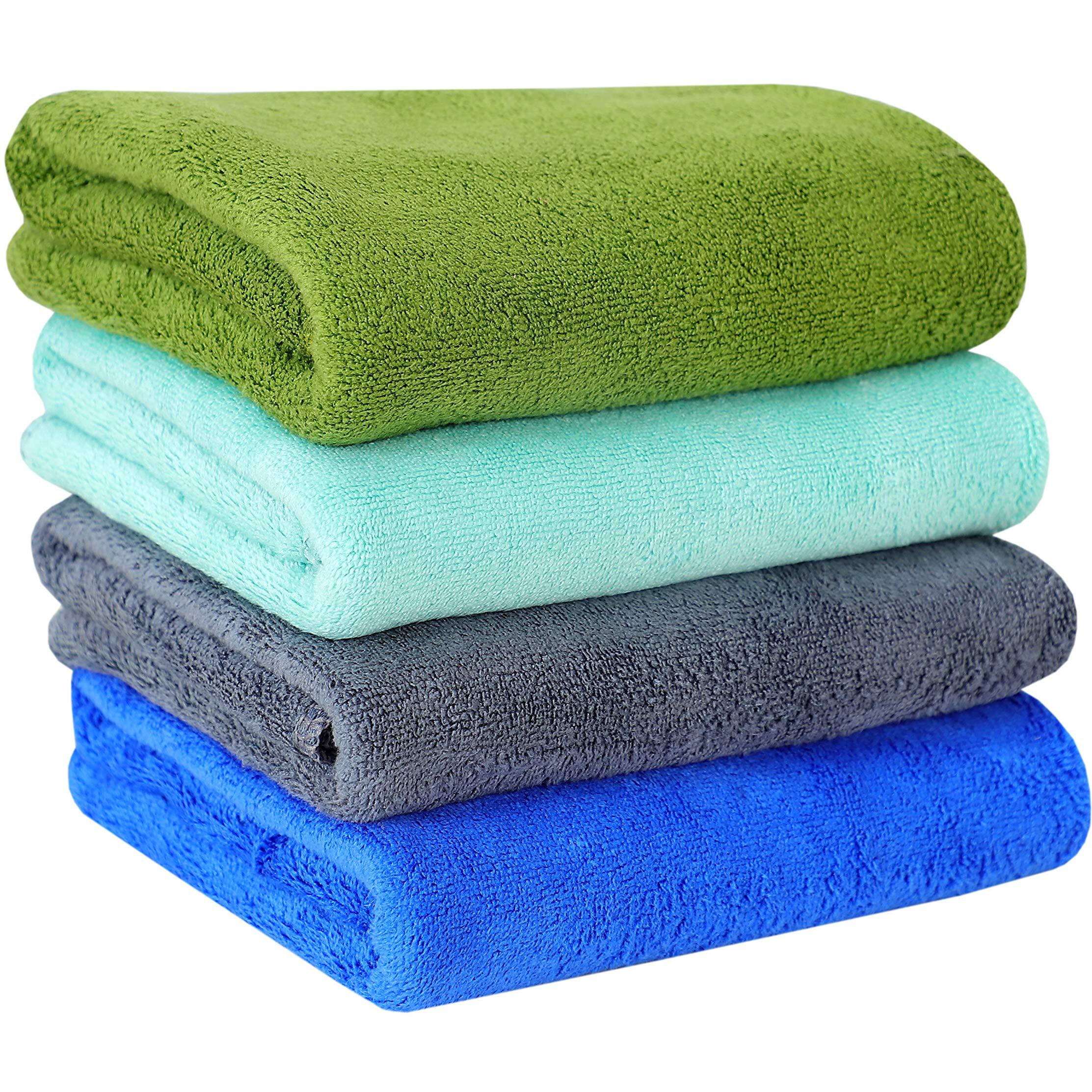 Yellow Weaves Super Soft Microfiber Hand Towels, Gym & Workout Towels 400 GSM, Set of 4, Grey