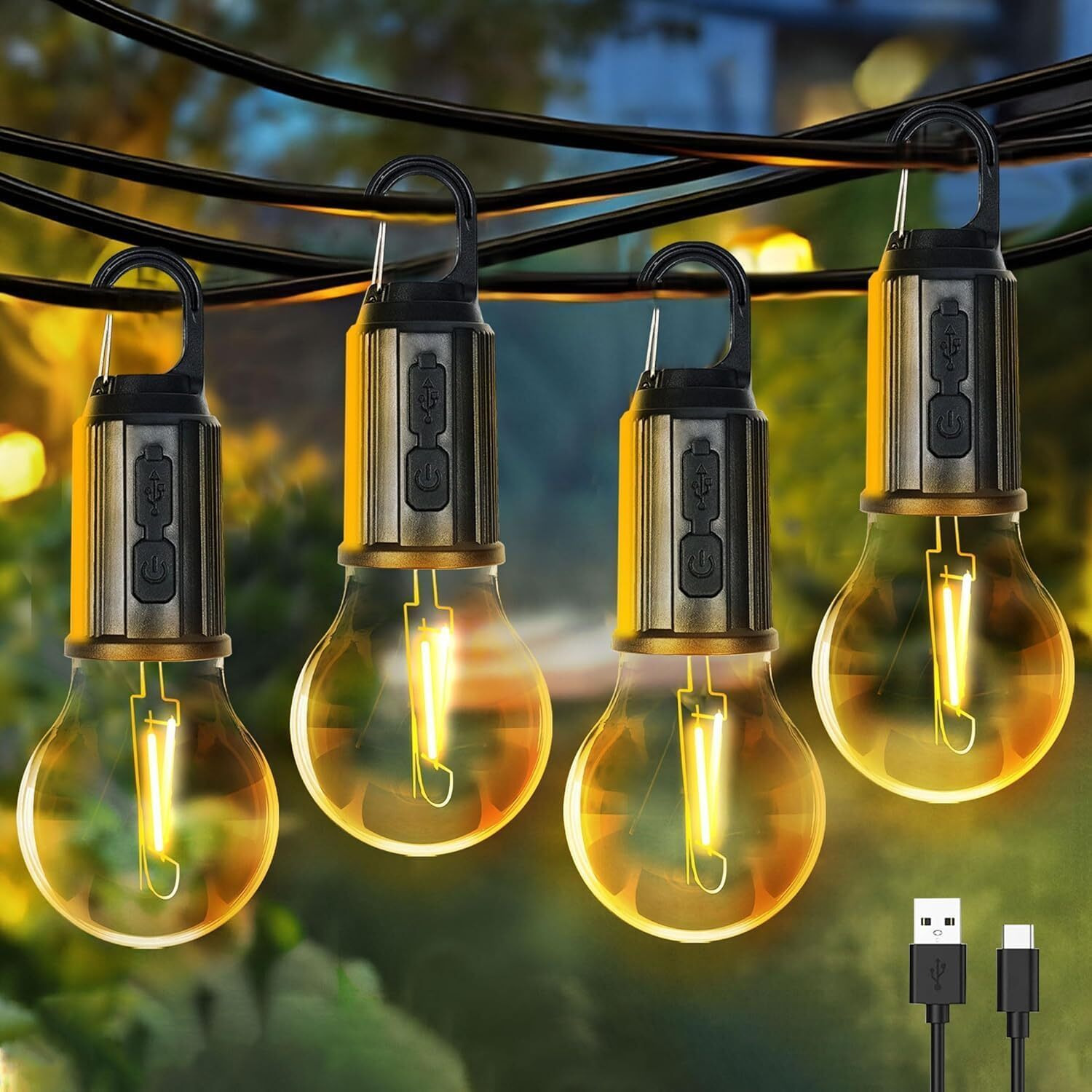 DesiDiya Rechargeable Camping Lights Waterproof LED Bulb Tent Lights with USB Cable 3 Modes Hanging Camping Lantern, Hanging Lamp for Hiking, Emergency, Camping, Household, Car Repairing (Pack of 6)