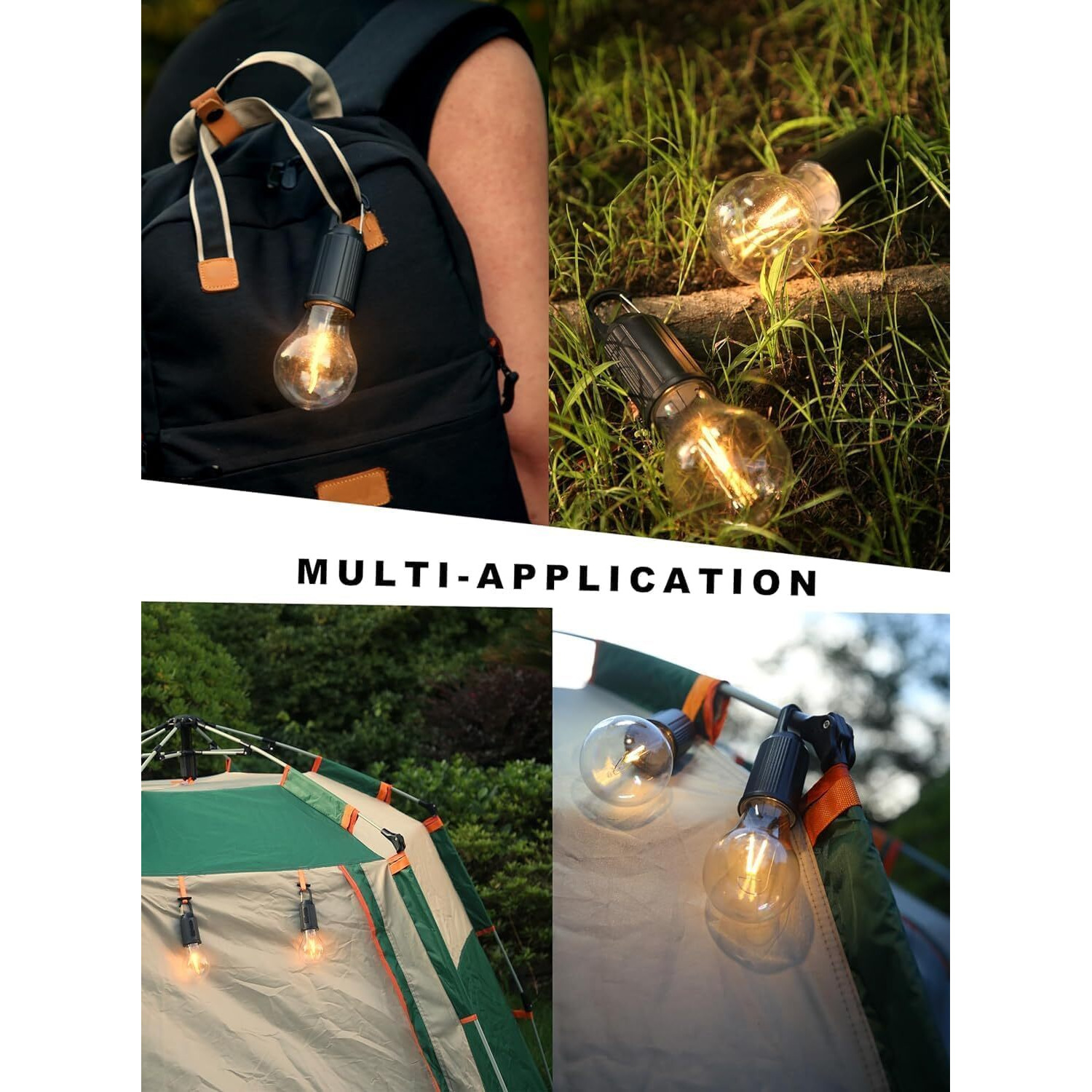 DesiDiya Rechargeable Camping Lights Waterproof LED Bulb Tent Lights with USB Cable 3 Modes Hanging Camping Lantern, Hanging Lamp for Hiking, Emergency, Camping, Household, Car Repairing (Pack of 6)