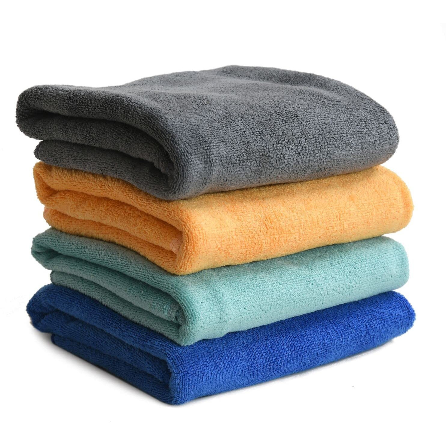 Yellow Weaves Super Soft Microfiber Hand Towels, Gym & Workout Towels, Set of 4, Multicolour