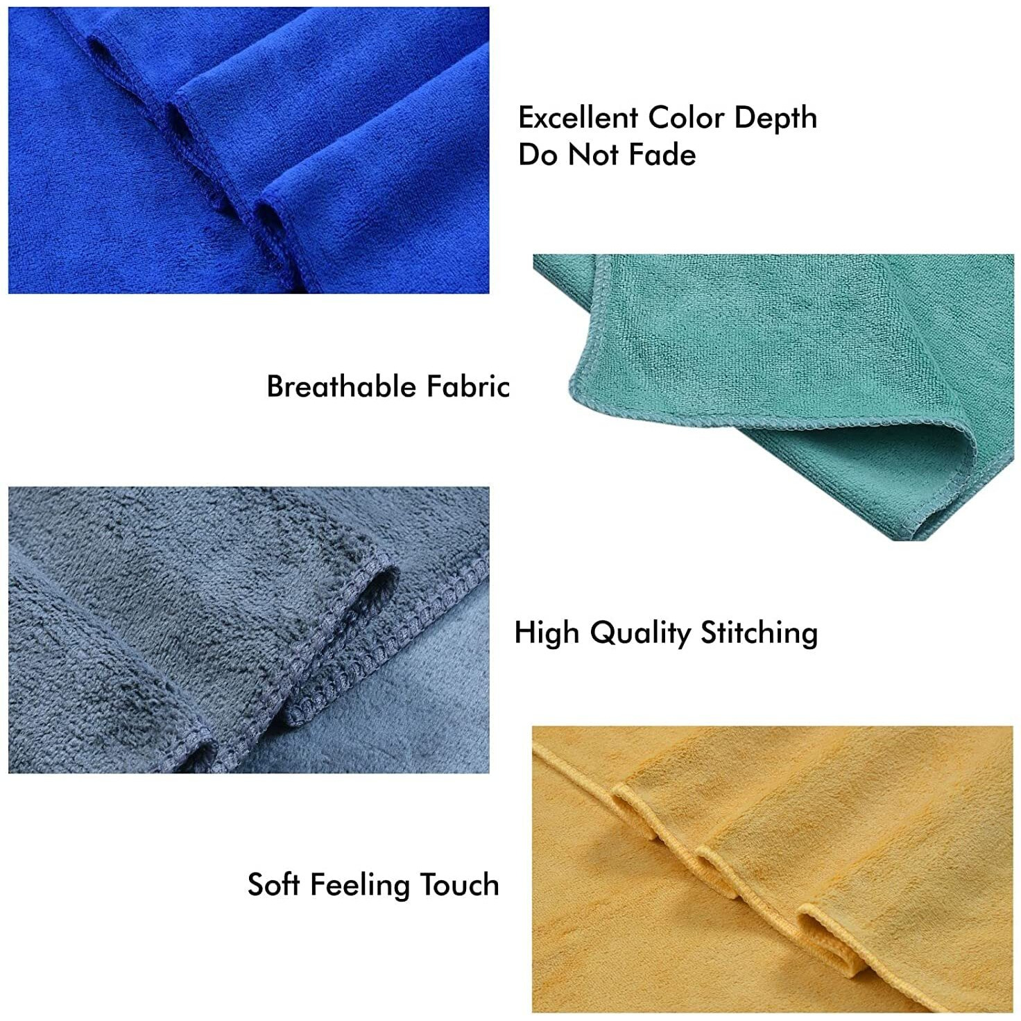 Yellow Weaves Super Soft Microfiber Hand Towels, Gym & Workout Towels, Set of 4, Multicolour
