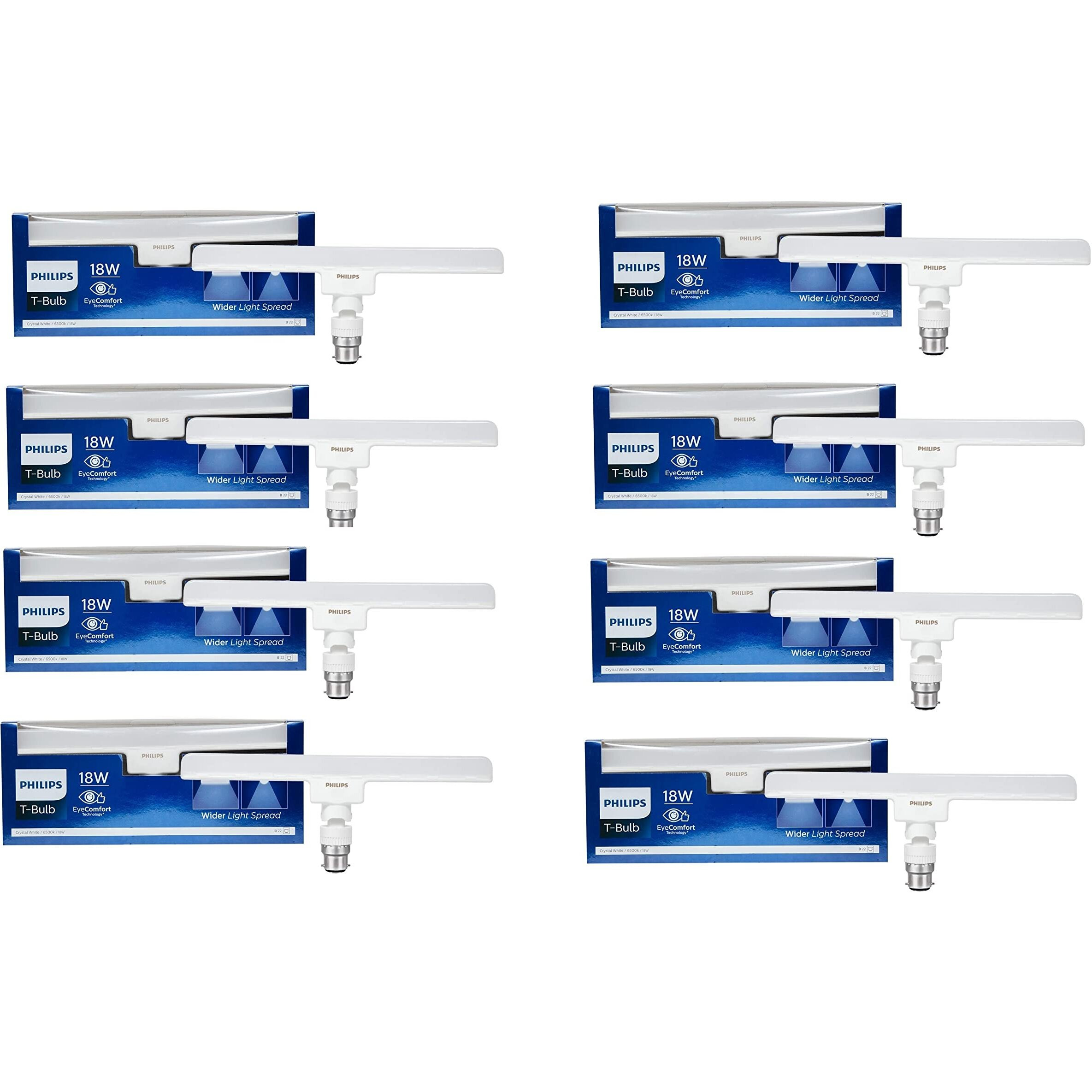 PHILIPS 18W B22 LED Cool White Tubelight, Pack of 8