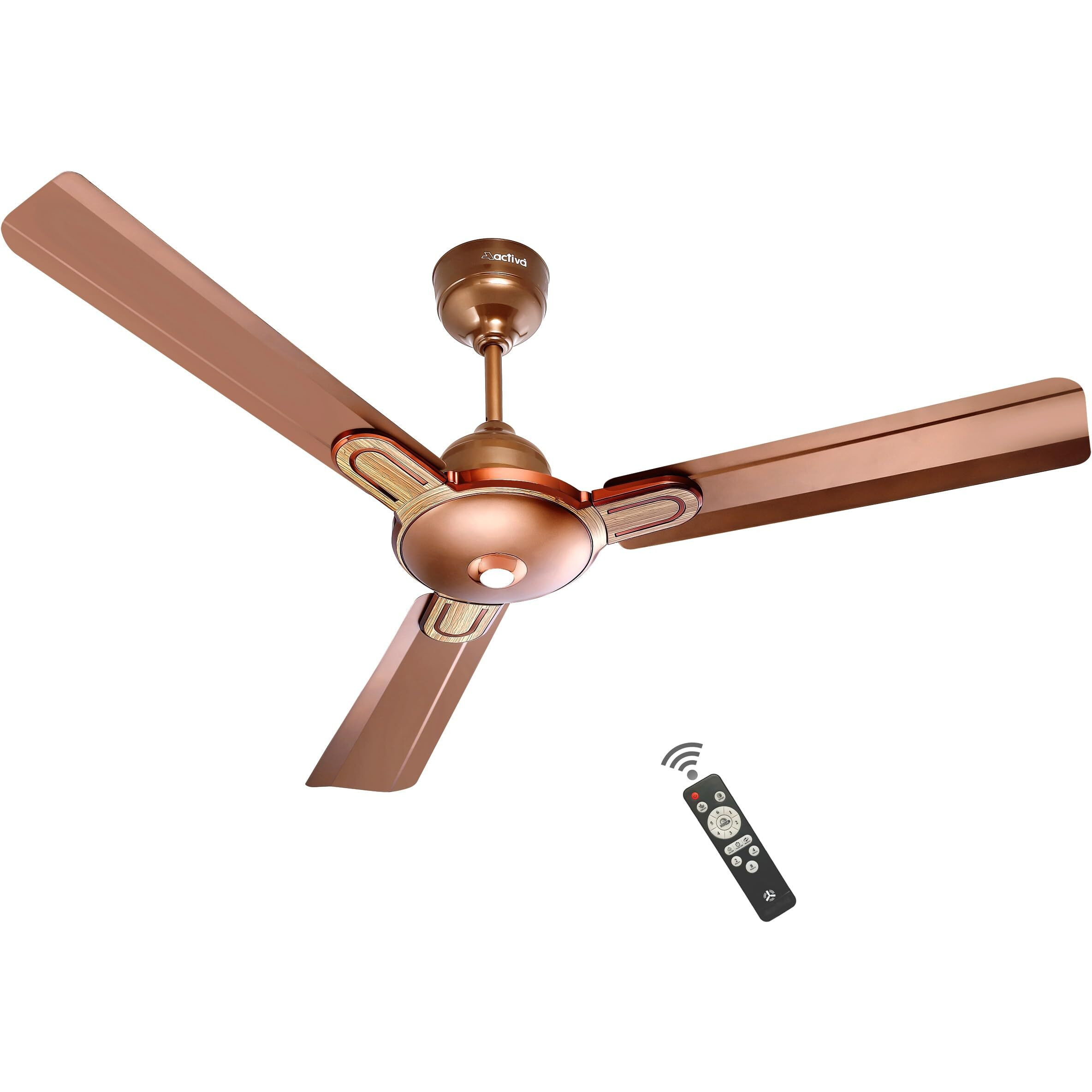 ACTIVA Energia Premium 1200 MM (28 Watts) 380 RPM BLDC Motor Fan With LED Light |Remote| 3 Blade Energy Saving Ceiling Fan With 5 Year Warranty (ROSE WOOD)