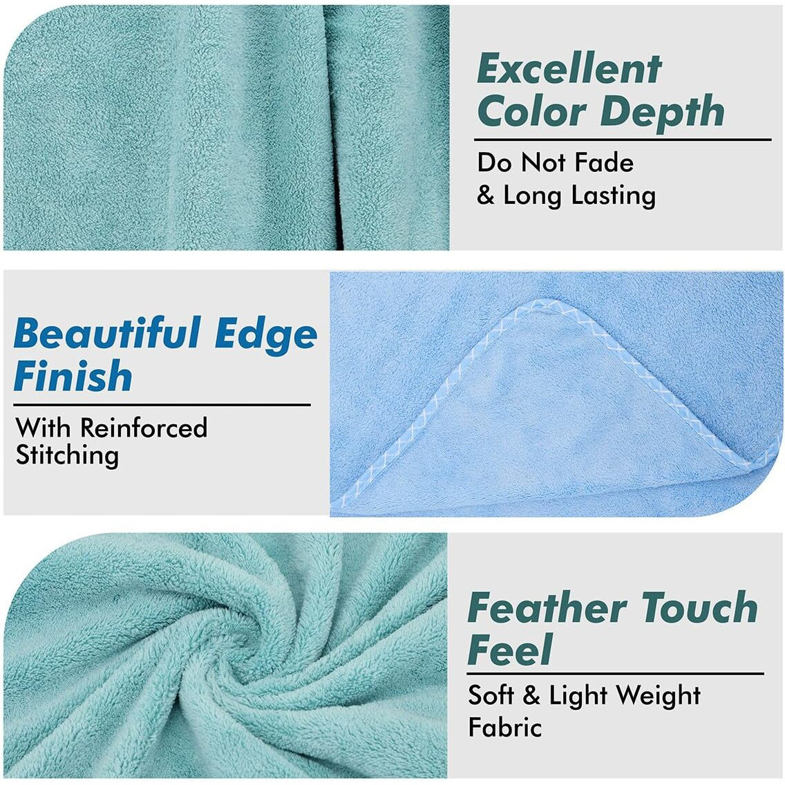 UrbanLeaf Microfiber Large Bath Towel | Quick Dry Super Absorbent- Bath Towel For Men And Women | Blue & Green | Towel For Bath, Travel, Gym, Beach, Pool, And Yoga (70 X 140 Cms), 250 TC