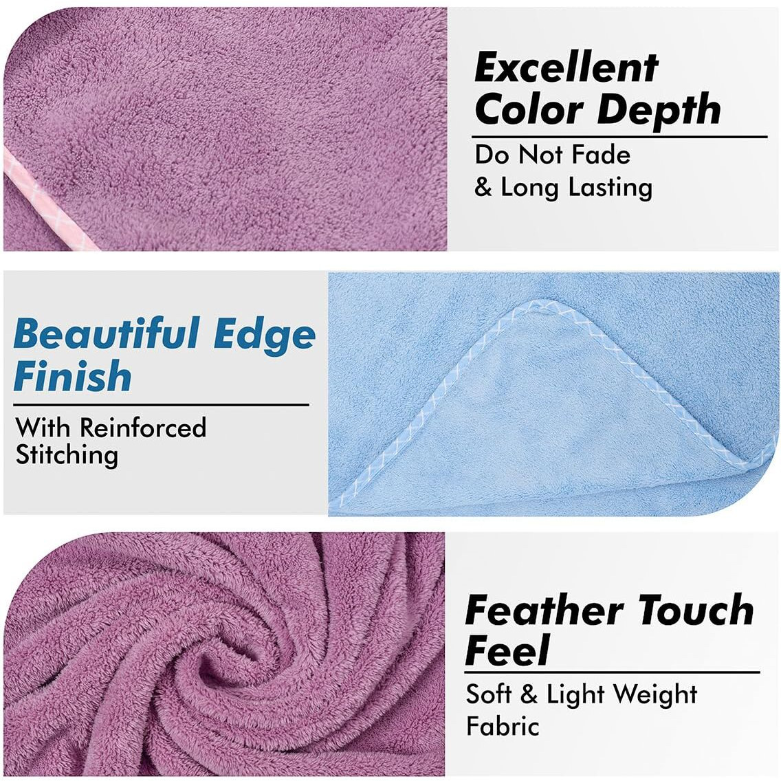 UrbanLeaf Microfiber Large Bath Towel | Quick Dry Super Absorbent - Bath Towel for Men and Women | Blue & Purple | Towel for Bath, Travel, Gym, Beach, Pool, and Yoga (70 X 140 CMs)