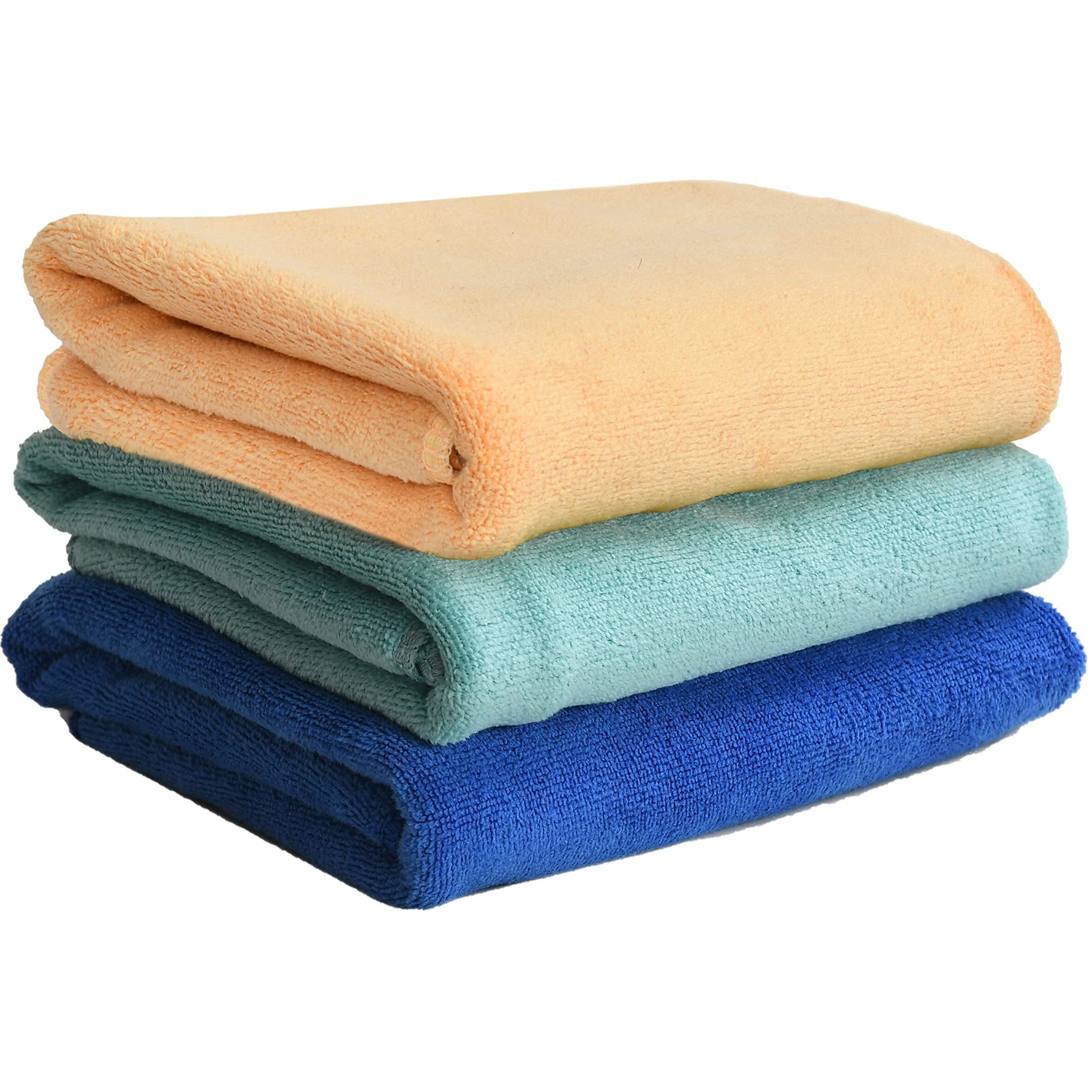 Yellow Weaves Super Soft Microfiber Hand Towels, Gym & Workout Towels 400 GSM, Set of 3, Multicolour