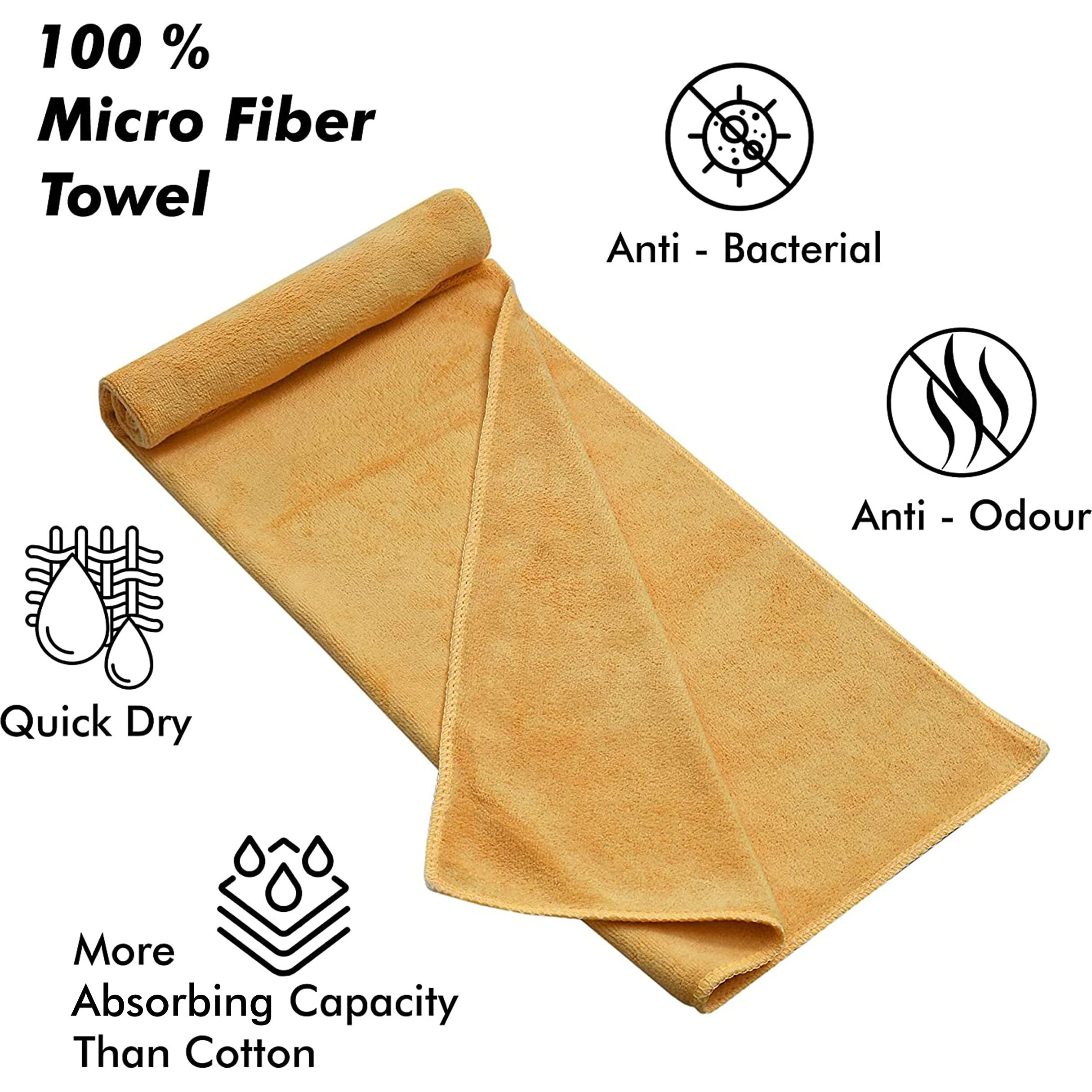 Yellow Weaves Super Soft Microfiber Hand Towels, Gym & Workout Towels 400 GSM, Set of 3, Multicolour