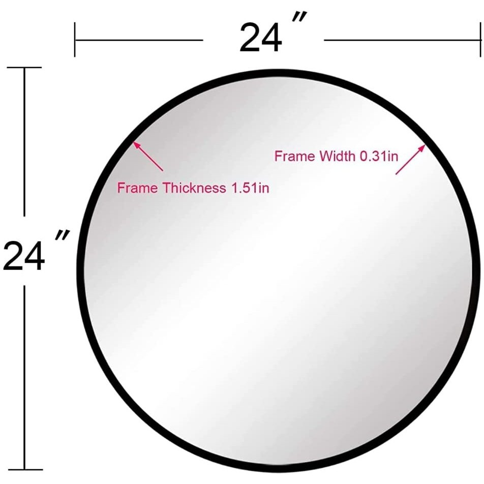 The Arts Box Round Wall Mirror I Metal Frame I Modern Design Metal Frame I Bathroom Wash Basin, Bedroom, Drawing Room (Black, 24)