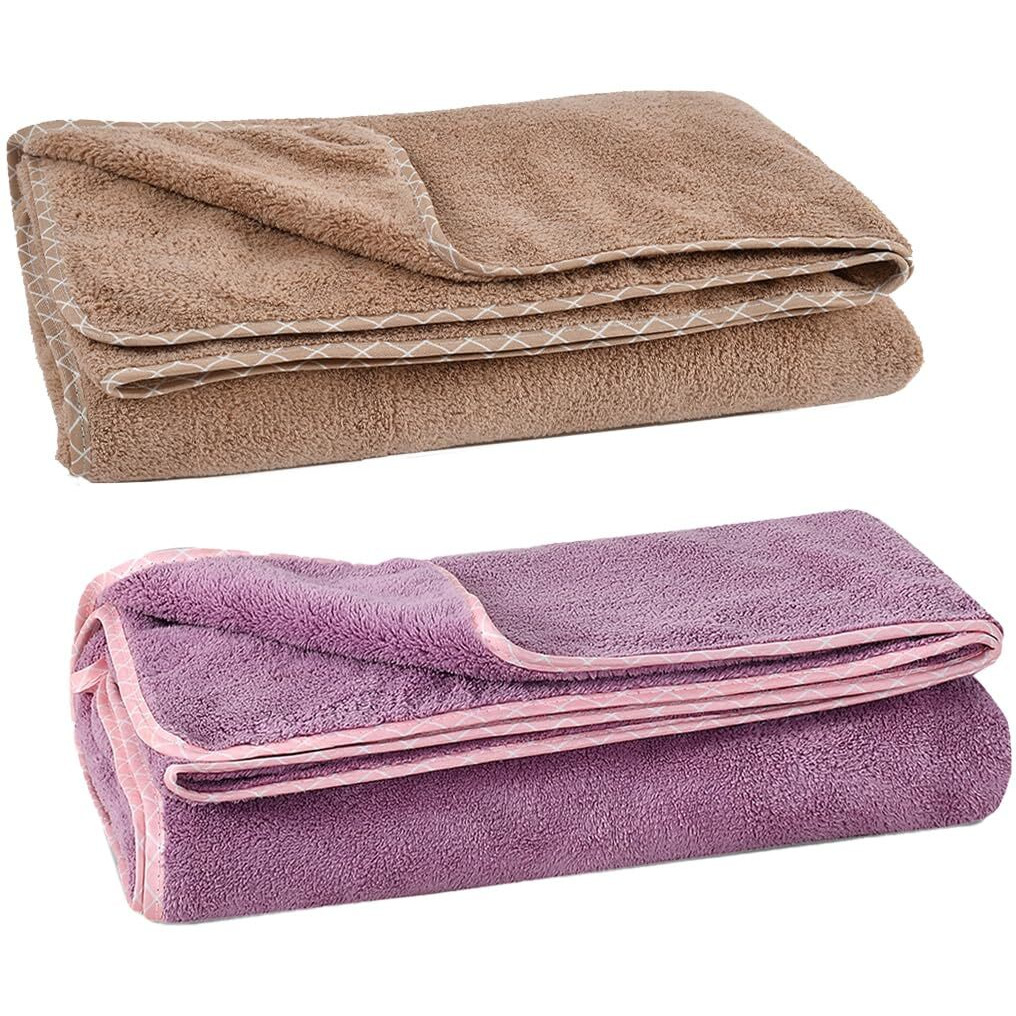 UrbanLeaf Microfiber Large Bath Towel | Quick Dry Super Absorbent - Bath Towel for Men and Women | Brown & Purple | Towel for Bath, Travel, Gym, Beach, Pool, and Yoga (70 X 140 CMs)