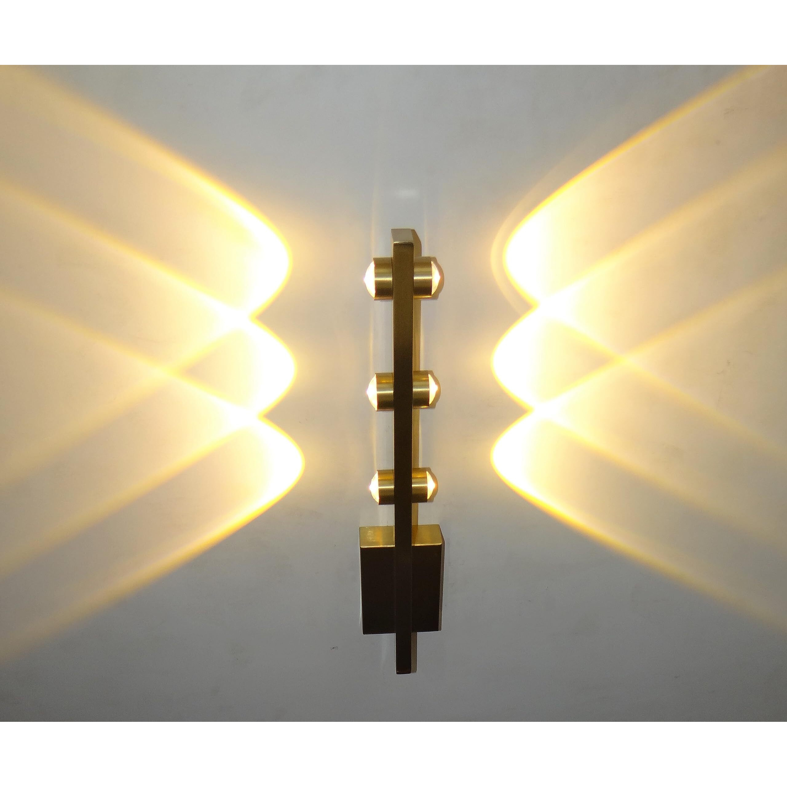 FILLISKA LED Luxurious Indoor UP/Down Wall Light Warm White, Shockproof & Rustproof Alluminium Body (3 Up & 3 Down Luxurious Gold)