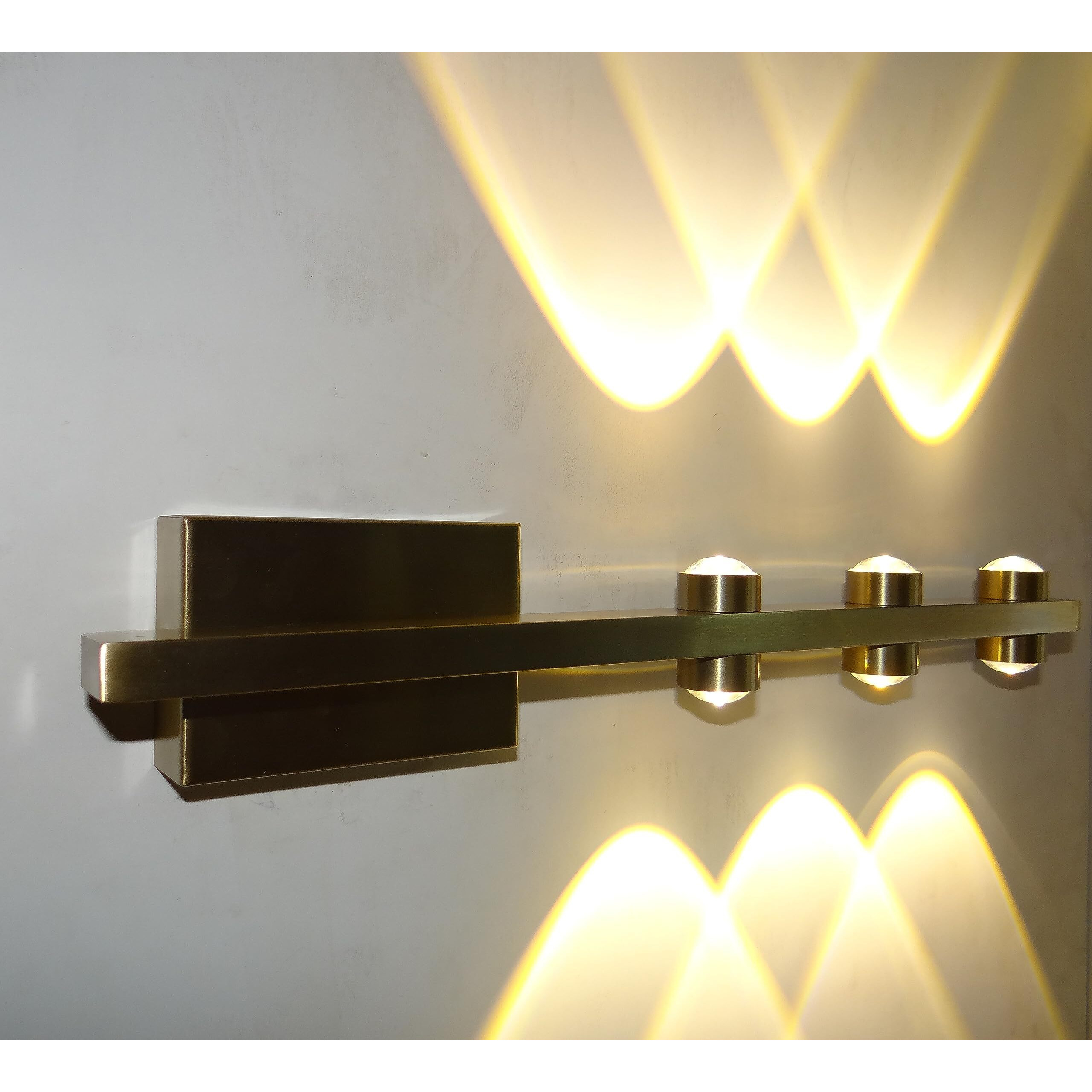 FILLISKA LED Luxurious Indoor UP/Down Wall Light Warm White, Shockproof & Rustproof Alluminium Body (3 Up & 3 Down Luxurious Gold)