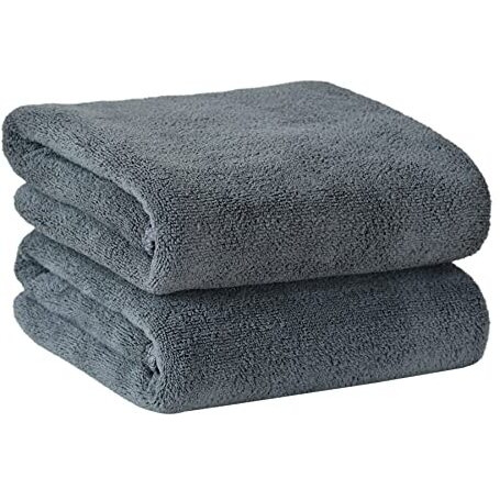 Yellow Weaves Super Soft Microfiber Hand Towels, Gym & Workout Towels 400 GSM, Pack of 2, Grey