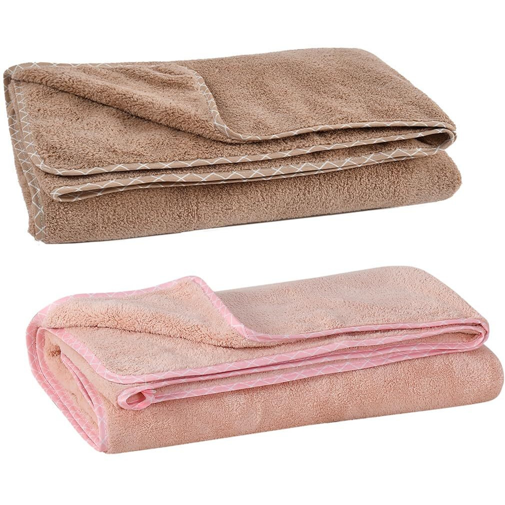 UrbanLeaf Microfiber Large Bath Towel | Quick Dry Super Absorbent - Bath Towel for Men and Women | Brown & Peach | Towel for Bath, Travel, Gym, Beach, Pool, and Yoga (70 X 140 CMs)