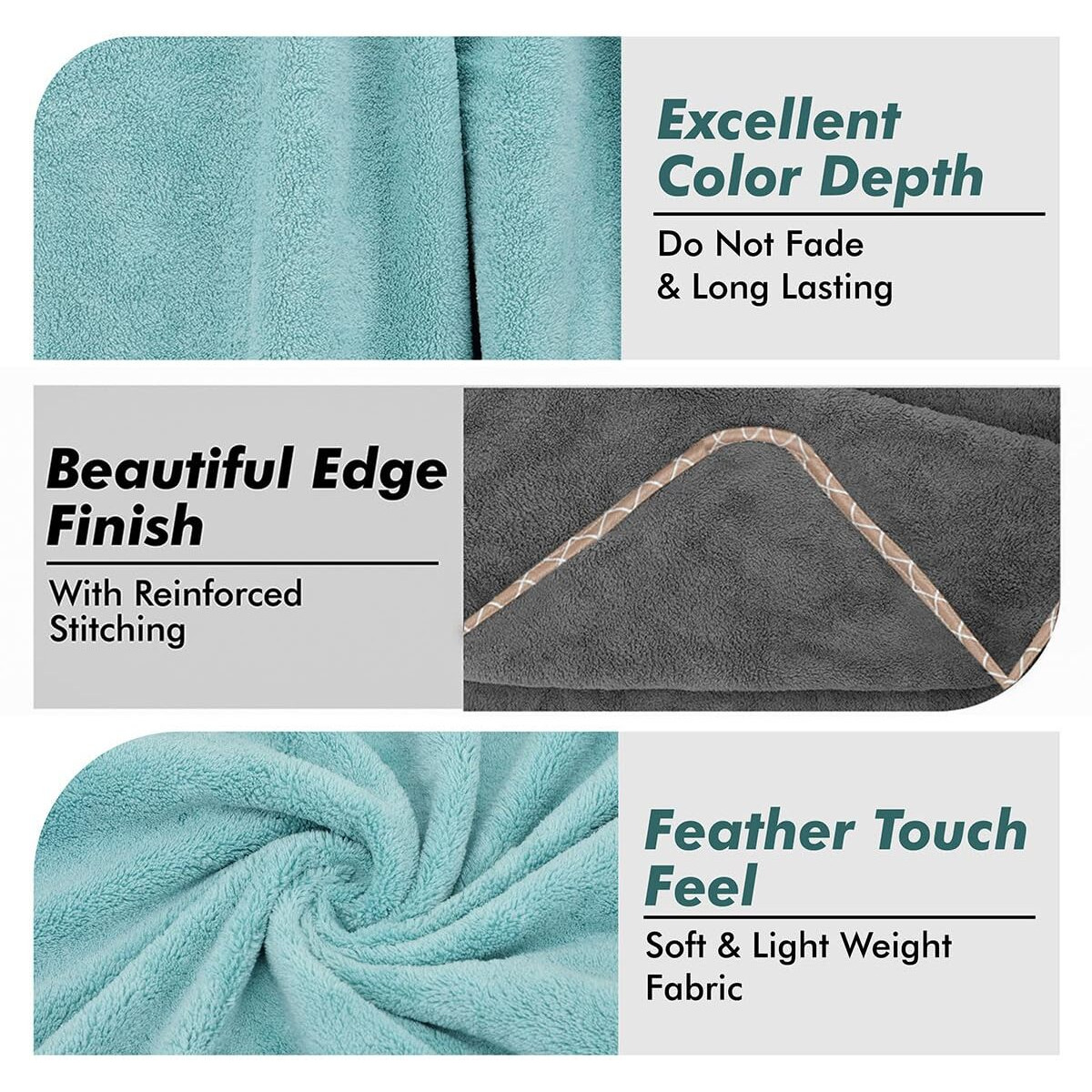 UrbanLeaf Microfiber Large Bath Towel | Quick Dry Super Absorbent - Bath Towel for Men and Women | Grey & Green | Towel for Bath, Travel, Gym, Beach, Pool, and Yoga (70 X 140 CMs)