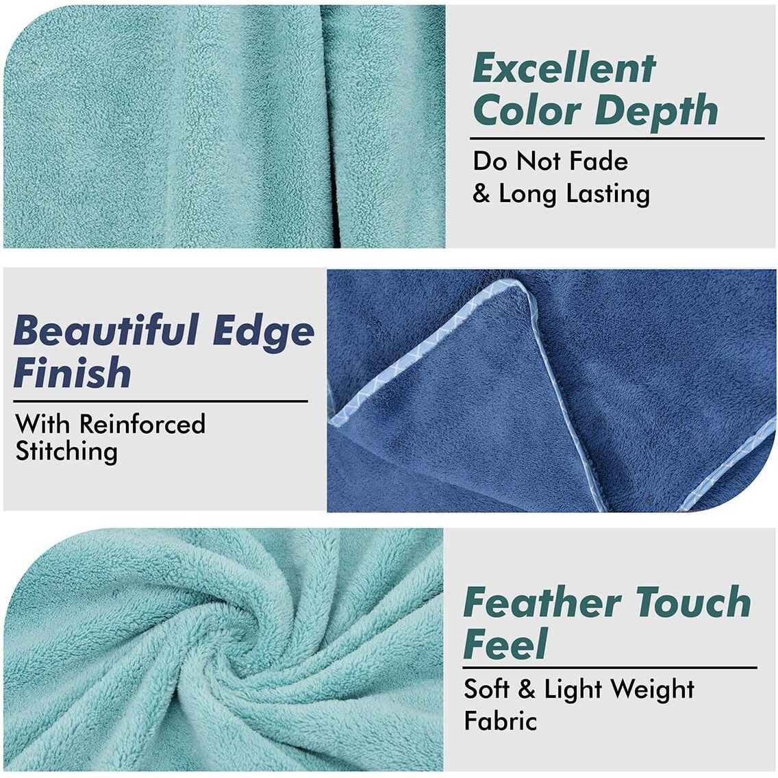 UrbanLeaf Microfiber Large Bath Towel | Quick Dry Super Absorbent - Bath Towel for Men and Women | Navy Blue & Green | Towel for Bath, Travel, Gym, Beach, Pool, and Yoga (70 X 140 CMs)