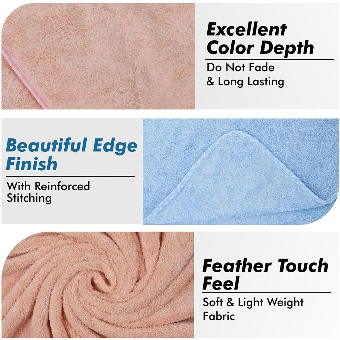UrbanLeaf Microfiber Large Bath Towel | Quick Dry Super Absorbent - Bath Towel for Men and Women | Peach & Blue | Towel for Bath, Travel, Gym, Beach, Pool, and Yoga (70 X 140 CMs)