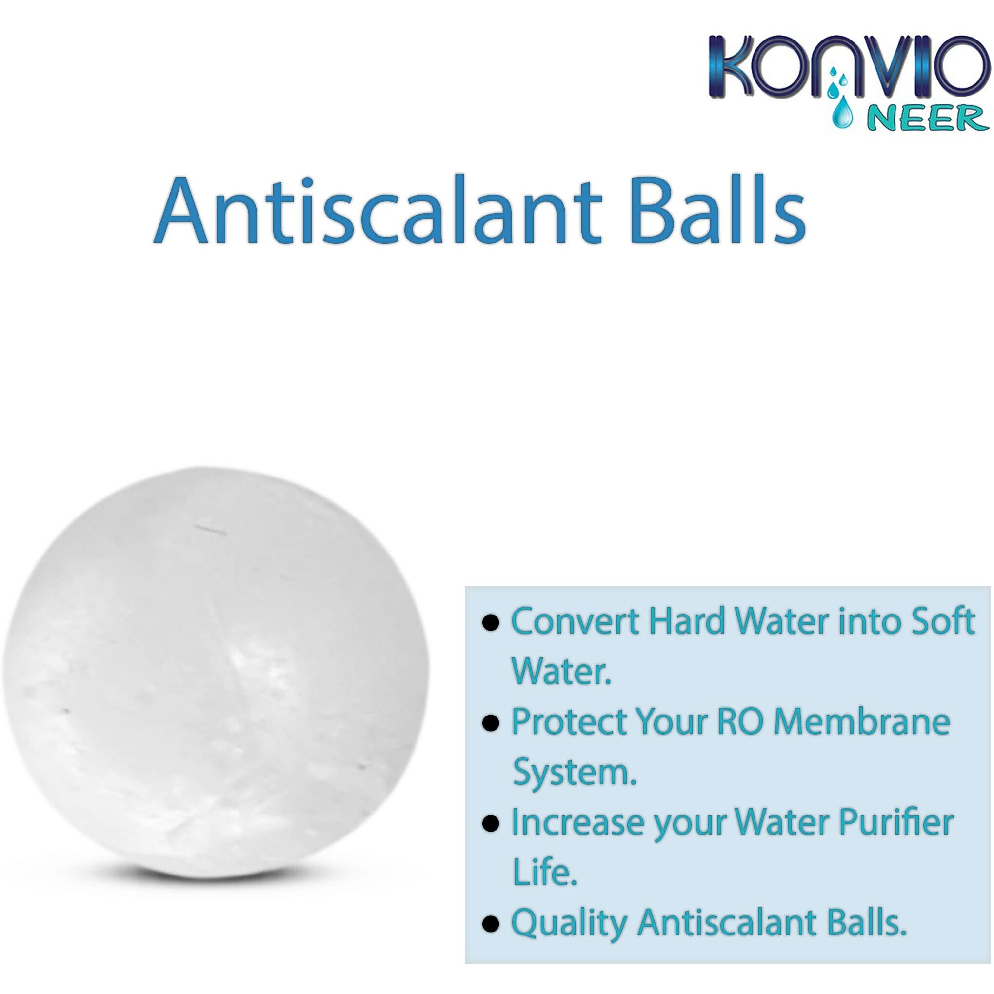 Konvio Neer Antiscalant Solid Balls for RO Water Purifiers to Convert Hard Water into Soft Water (100 pcs)