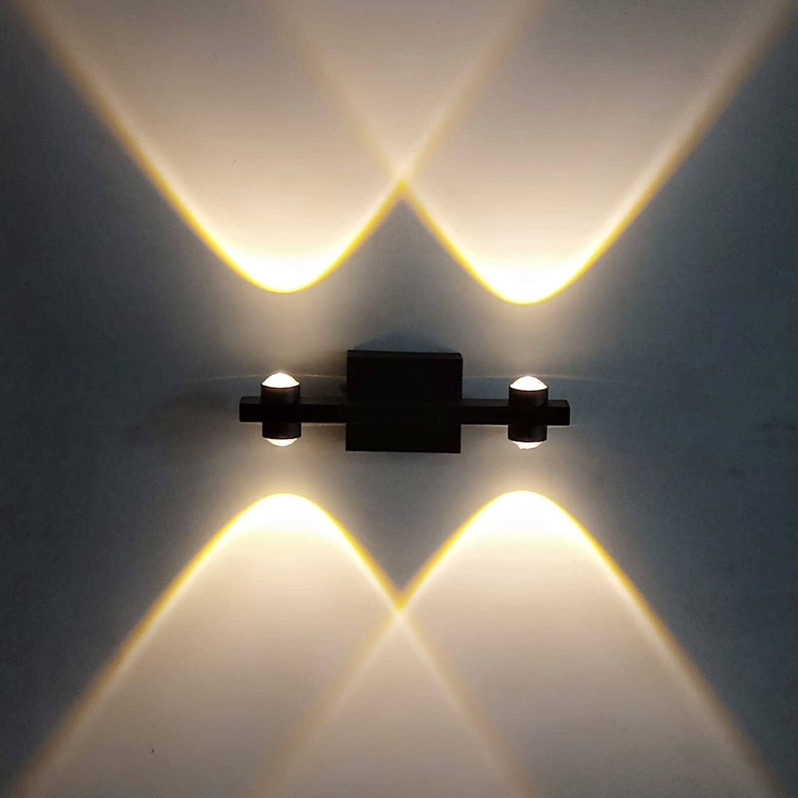 FILLISKA LED Luxurious Aluminium Indoor UP/Down Wall Light Warm White, Shockproof & Rustproof Alluminium Body (2 Up & 2 Down Luxurious Black)