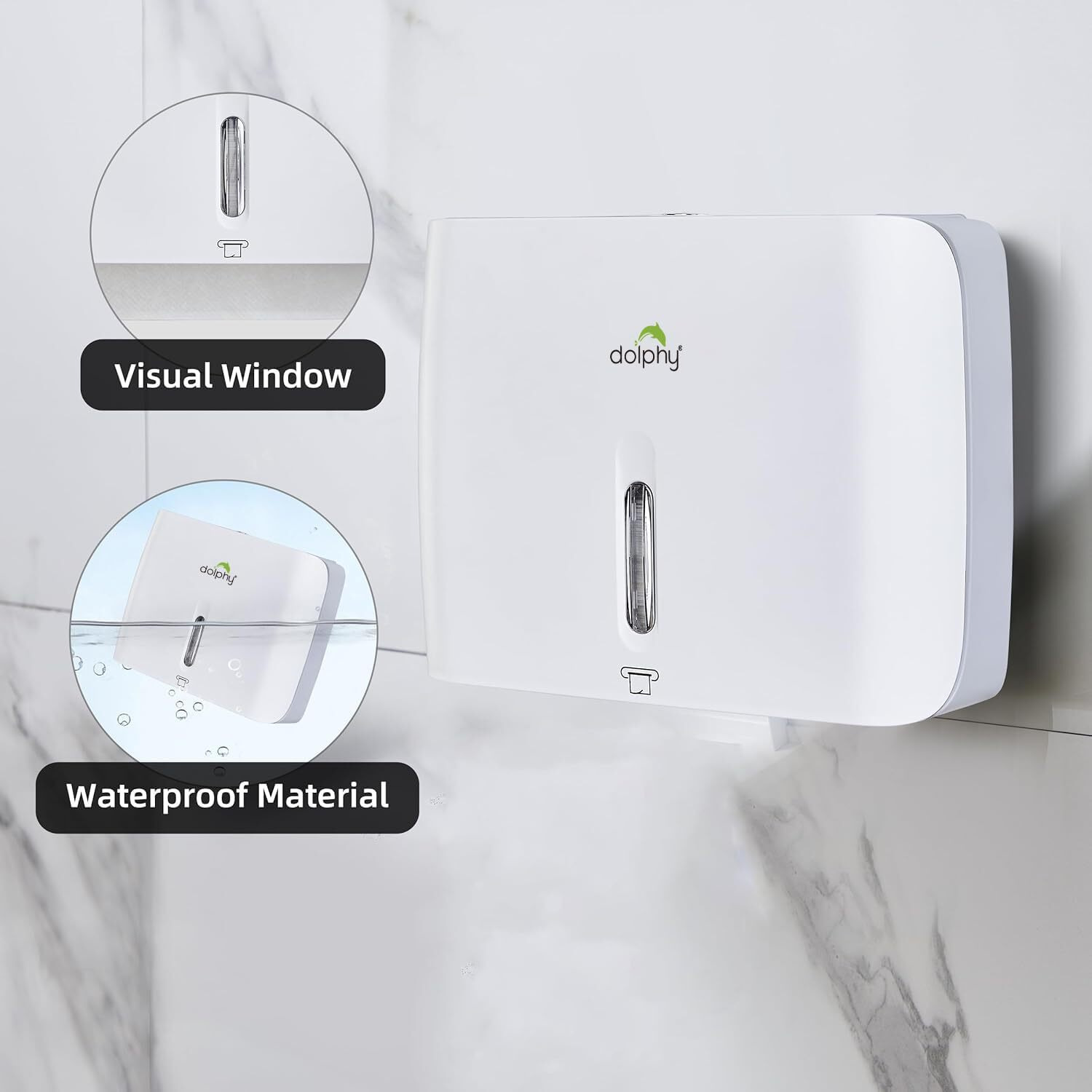 Dolphy Wall Mounted Multifold Mini Hand Towel Paper Dispenser-White