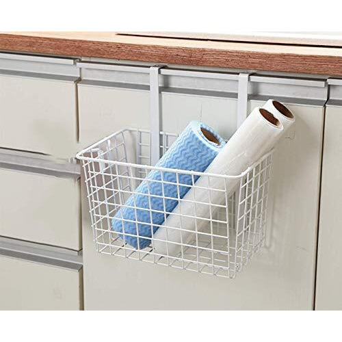 Styleys Multifunctional Storage Basket Kitchen Storage Rack Over The Cabinet Door Wire Storage Basket, S11102 (White, 2)