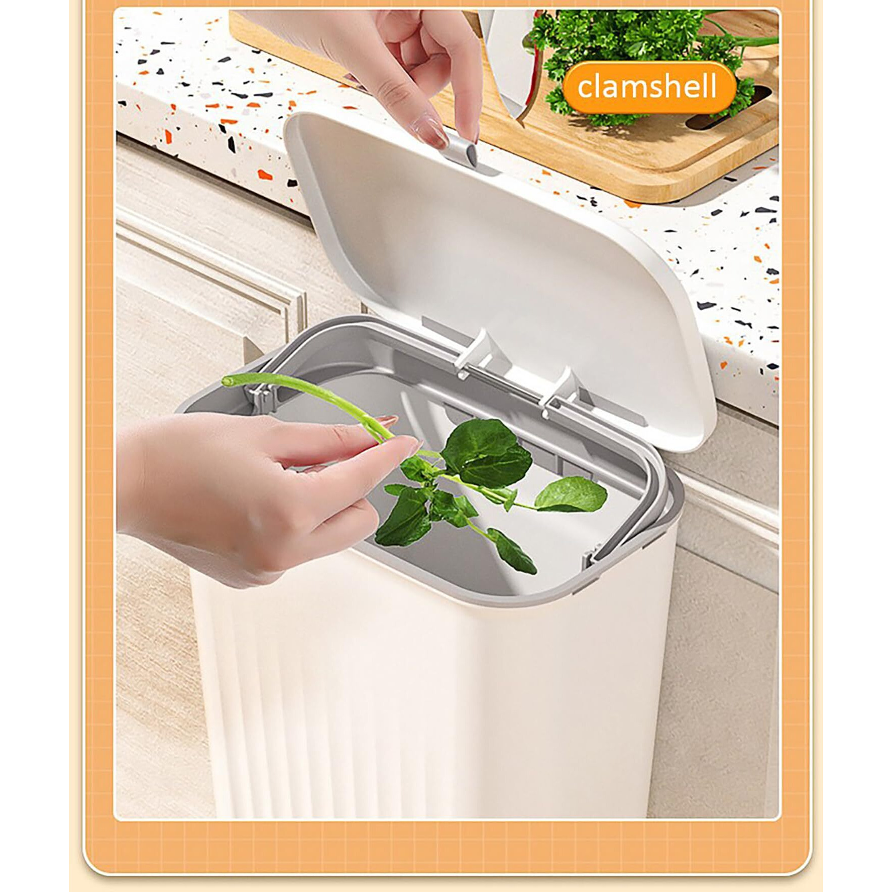 House of Quirk Plastic Hanging Kitchen Trash Can With Lid, Double-Sided Open Lid Design, Kitchen Trash Can, Kitchen Cabinet Door Hanging Wall Storage Bucket (7 Litre, White)