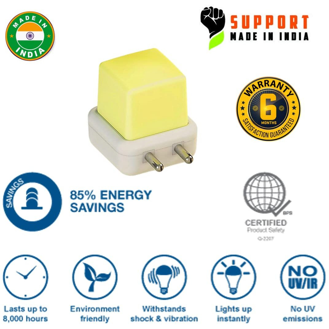 Tarampro | Night Lamp | Night Light | Energy Saving Led Lamp Nightlight For Children Kids Bedroom - Pack Of 1 (Yellow) - Polycarbonate