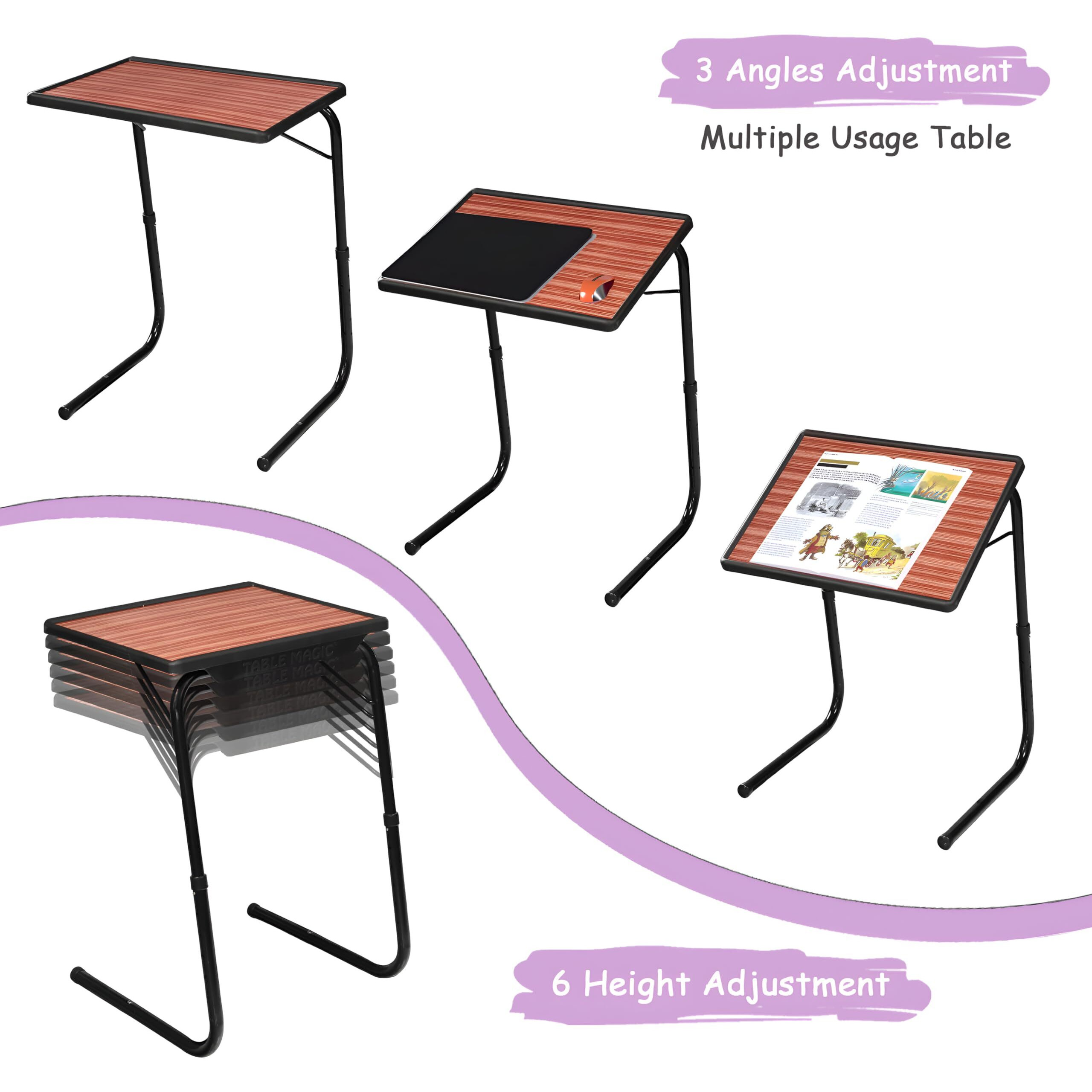TABLE MAGIC - Laptop Table mat Finish, Lapdesk, Multipurpose Table, Height Adjustable Table, Work at Home Table, Study Table, Kids Study Table (TM Regular- Black Alder, Large)
