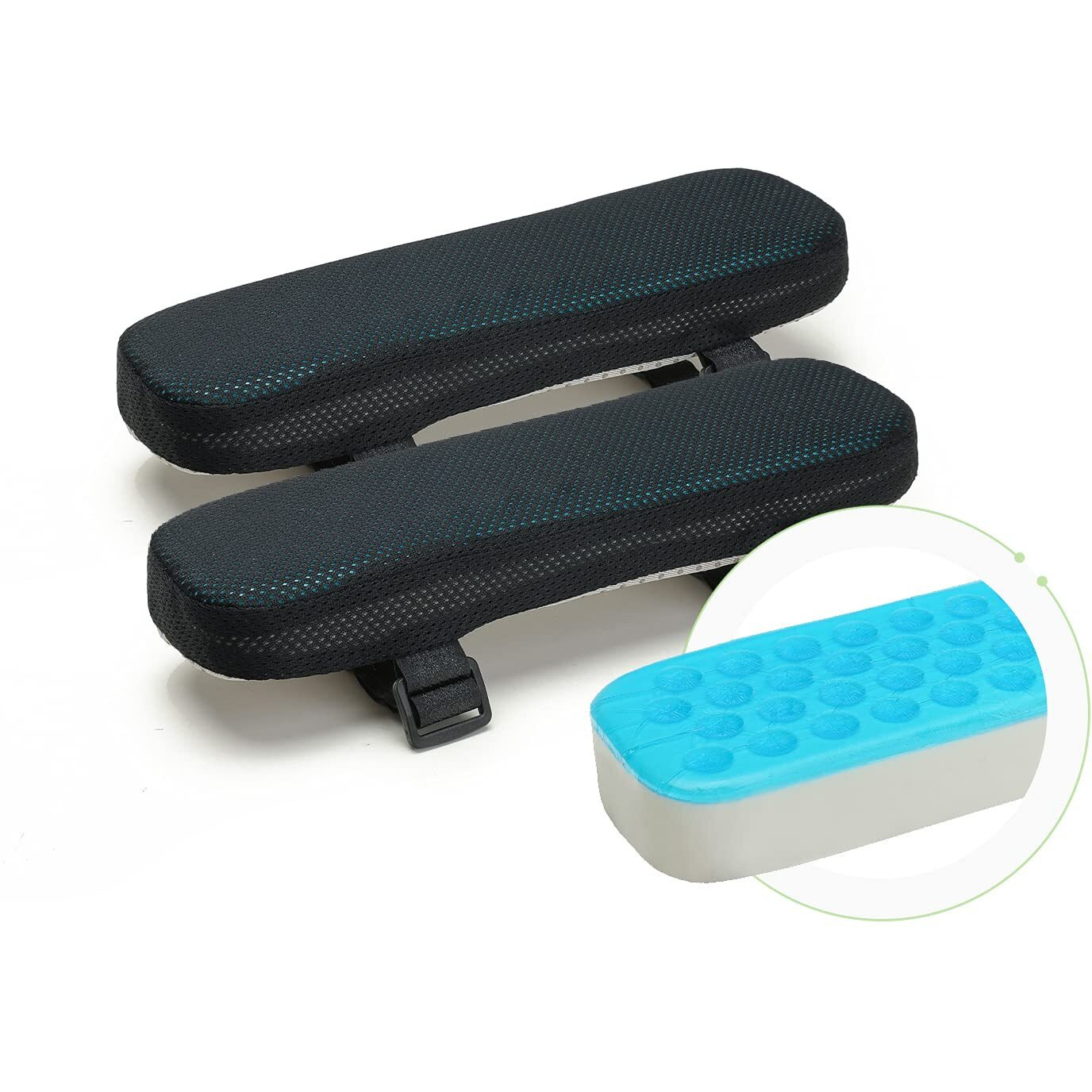 HANNEA 2Pcs Chair Armrest Pads, Ergonomic Memory Foam Elbow Pillow, Pressure Relief Office Chairs Gaming Chair Armrest Cover Arm Support Thick Cooling Gel Arm Rest Pads