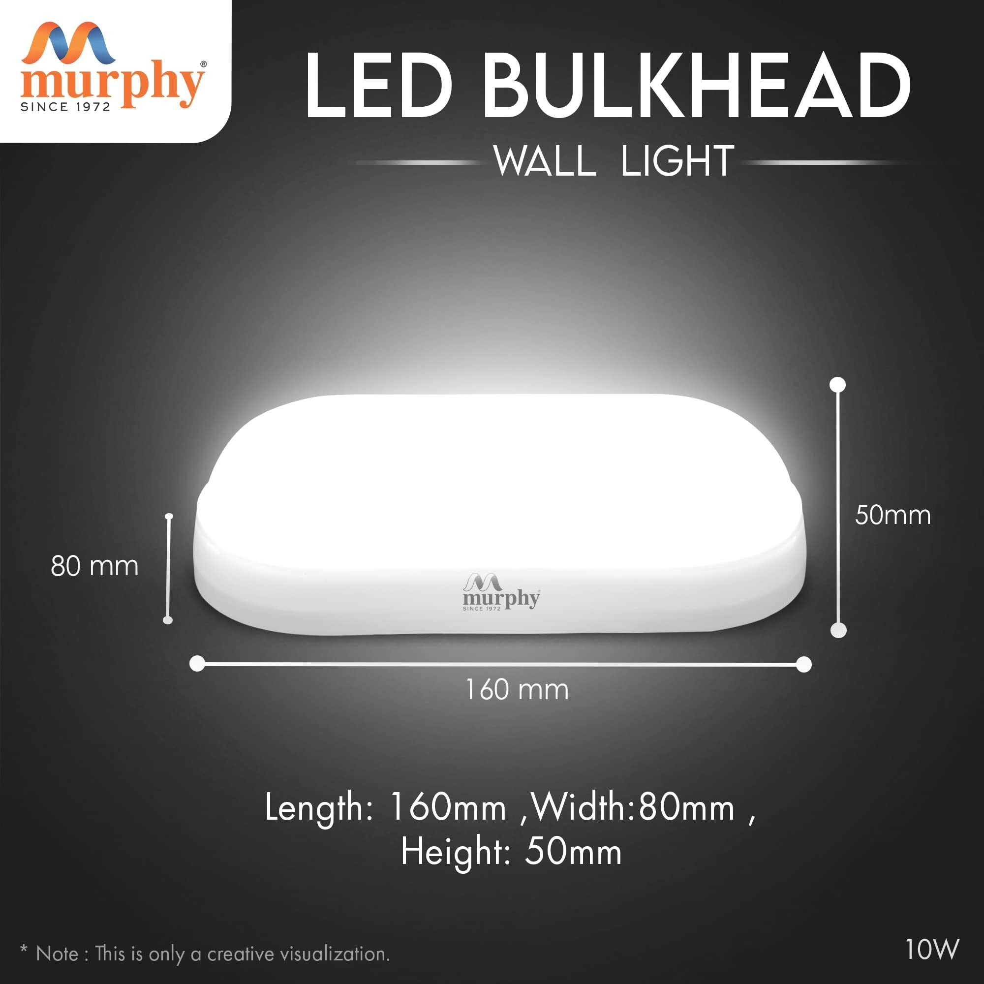 Murphy 10W Wall Lamp LED Oval Shape Outdoor Bulkhead Waterproof IP54 Waterproof Porch Light for Outdoor Garden Bathroom Light (Cool White, Pack of 8)