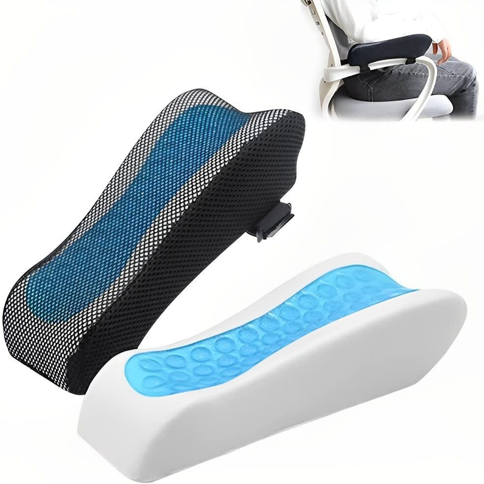 Hannea 2Pcs Chair Armrest Pads For Office Chair Gaming Chair Armrest Cover Cooling Gel Ergonomic Elbow Pillow Memory Foam Arm Rest Pads Pressure Relief Thick Arm Support Cushion, Black