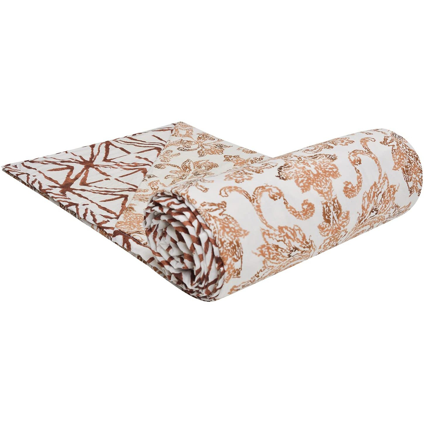 Trance Home Linen Pure Cotton Reversible Dohar Double Bed Size | AC Blanket Comforter | Soft Light-Weight Bed Blanket (84 x 88 inch, IVY Brown, Pack of 1)