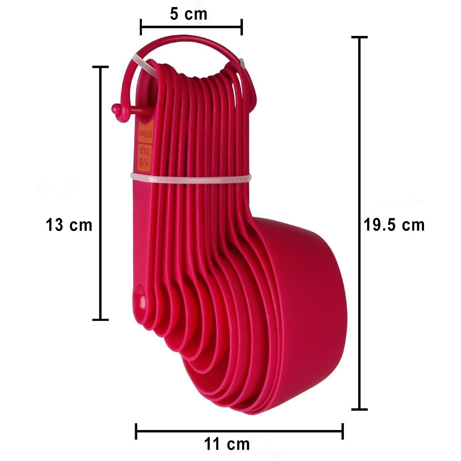 INOVERA (LABEL) Plastic 12 Piece Measuring Cups and Spoons for Kitchen Cake Baking and Cooking Teaspoon Tablespoon Spoon Accessories Tools Set (Pink)