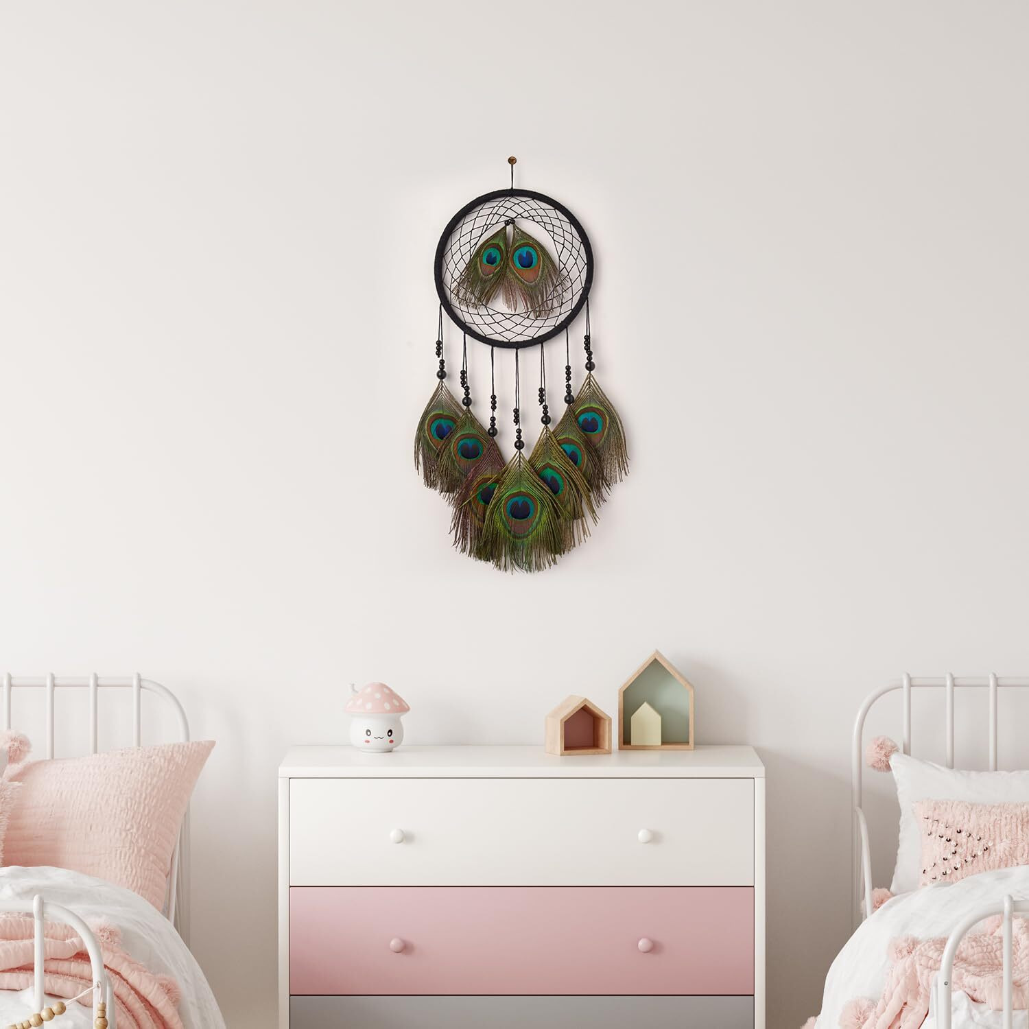 THE URBAN ARTISTIC Peacock Feather Dream Catcher for Positive Energy Decorative Showpiece Wall Hanging (18/45 cm)