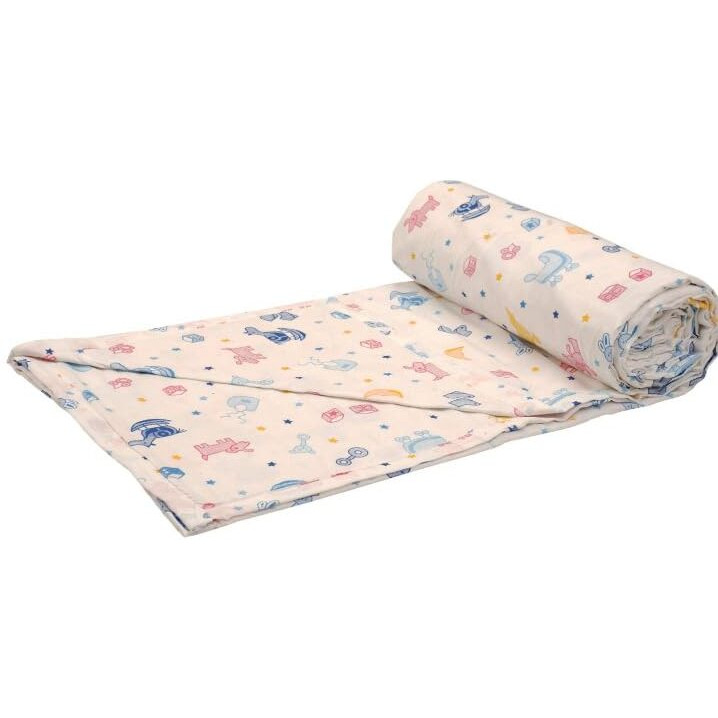 Trance Home Linen Pure Cotton Reversible Dohar Double Bed Size | Ac Blanket Comforter | Soft Light-Weight Bed Blanket (84 X 88 Inch, Ducks, Pack Of 1), Fuchsia, 200 TC