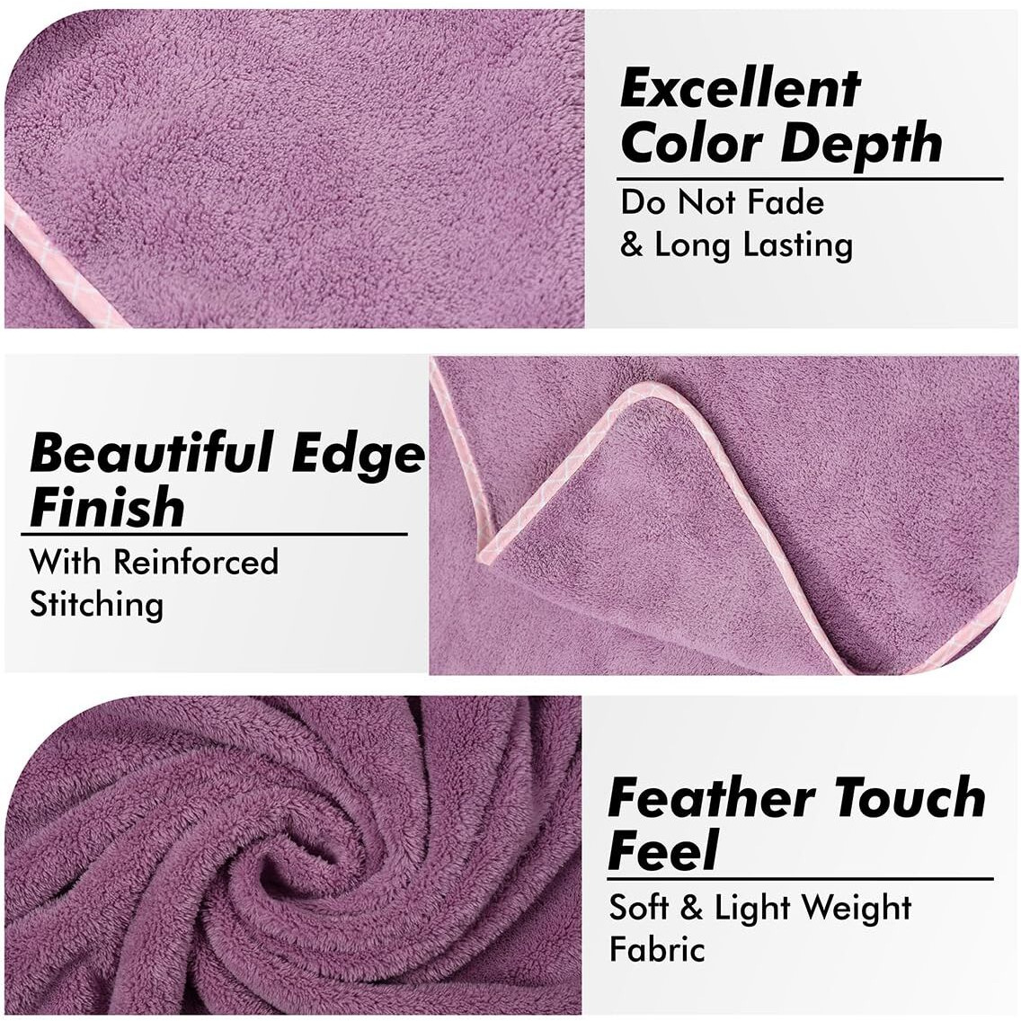 UrbanLeaf Microfiber Large Bath Towel | Quick Dry Super Absorbent - Bath Towel for Men and Women | Purple | Towel for Bath, Travel, Gym, Beach, Pool, and Yoga (70 X 140 CMs)