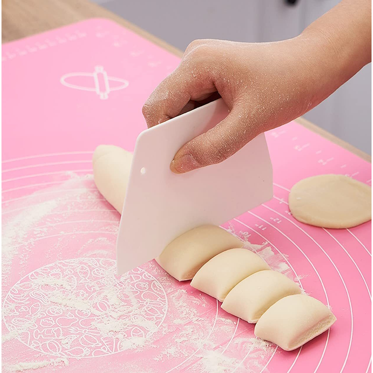 Wolpin Silicone Baking Mat Sheet for Pastry Rolling with Measurements Non-Stick Fondant Dough Mat Liner Heat Resistance Table Placemat Pad Pastry Board Reusable BPA Free (50 x 40 cm)